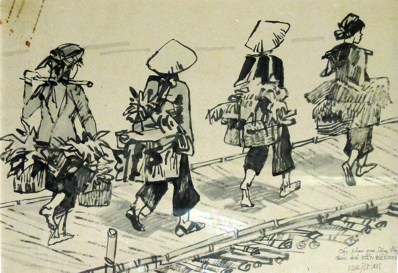 "Cầu phao qua sông Đà".