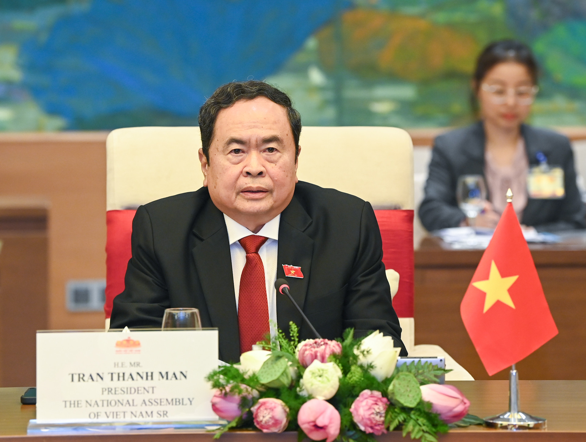 Chủ tịch Quốc hội Trần Thanh Mẫn phát biểu tại buổi hội kiến.