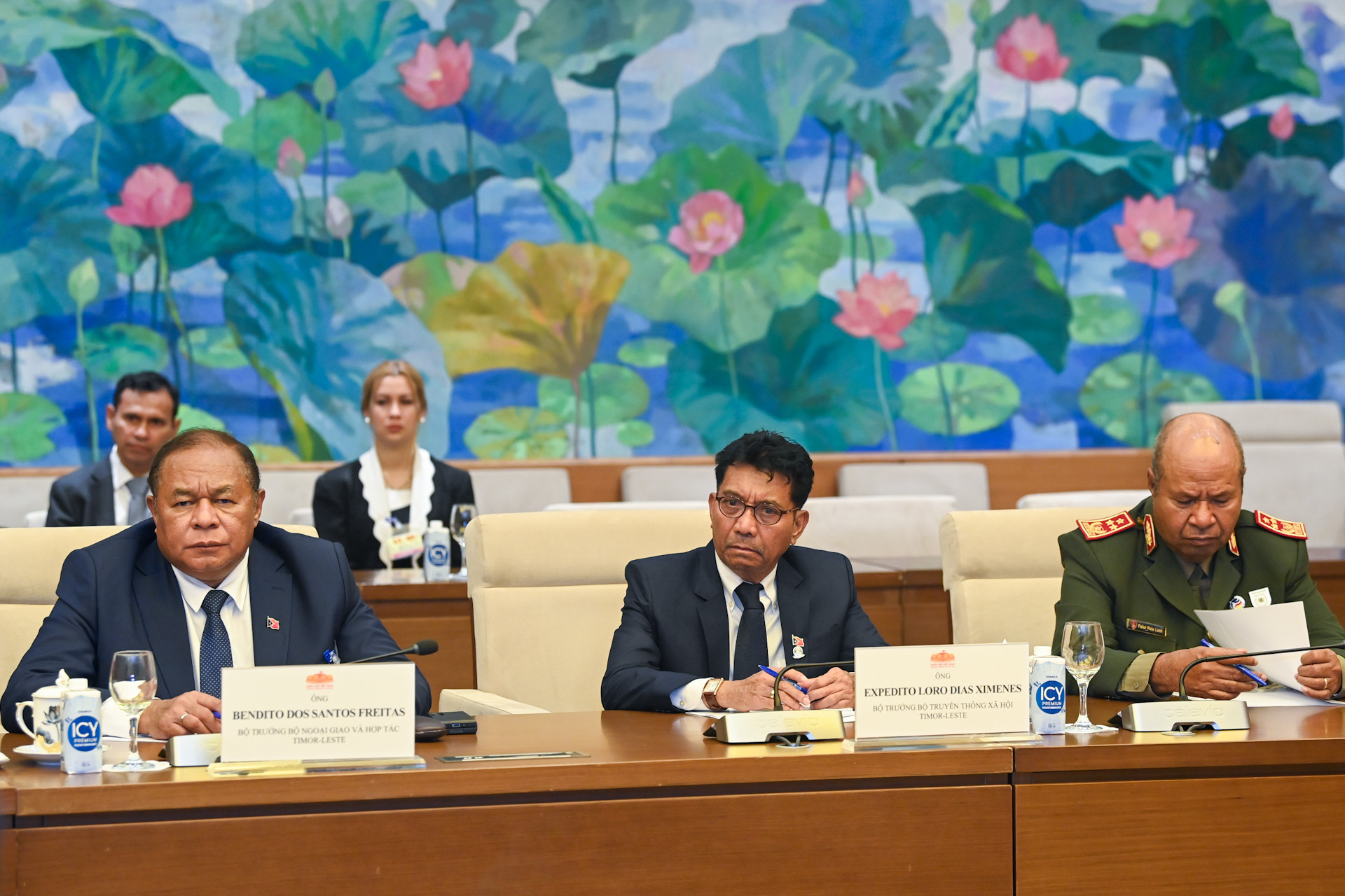 Các thành viên đoàn Timor-Leste tại buổi hội kiến.