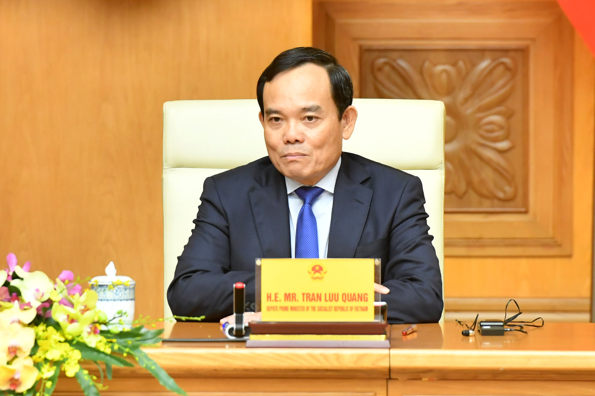 Phó Thủ tướng Trần Lưu Quang phát biểu tại Tọa đàm doanh nghiệp Việt Nam-Hồng Kông (Trung Quốc).