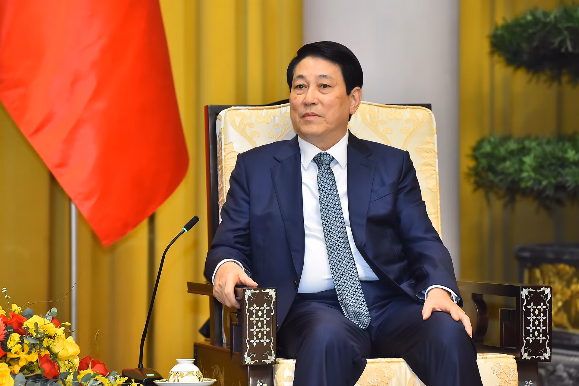 Chủ tịch nước Lương Cường phát biểu tại buổi tiếp. Chủ tịch nước Lương Cường phát biểu tại buổi tiếp.