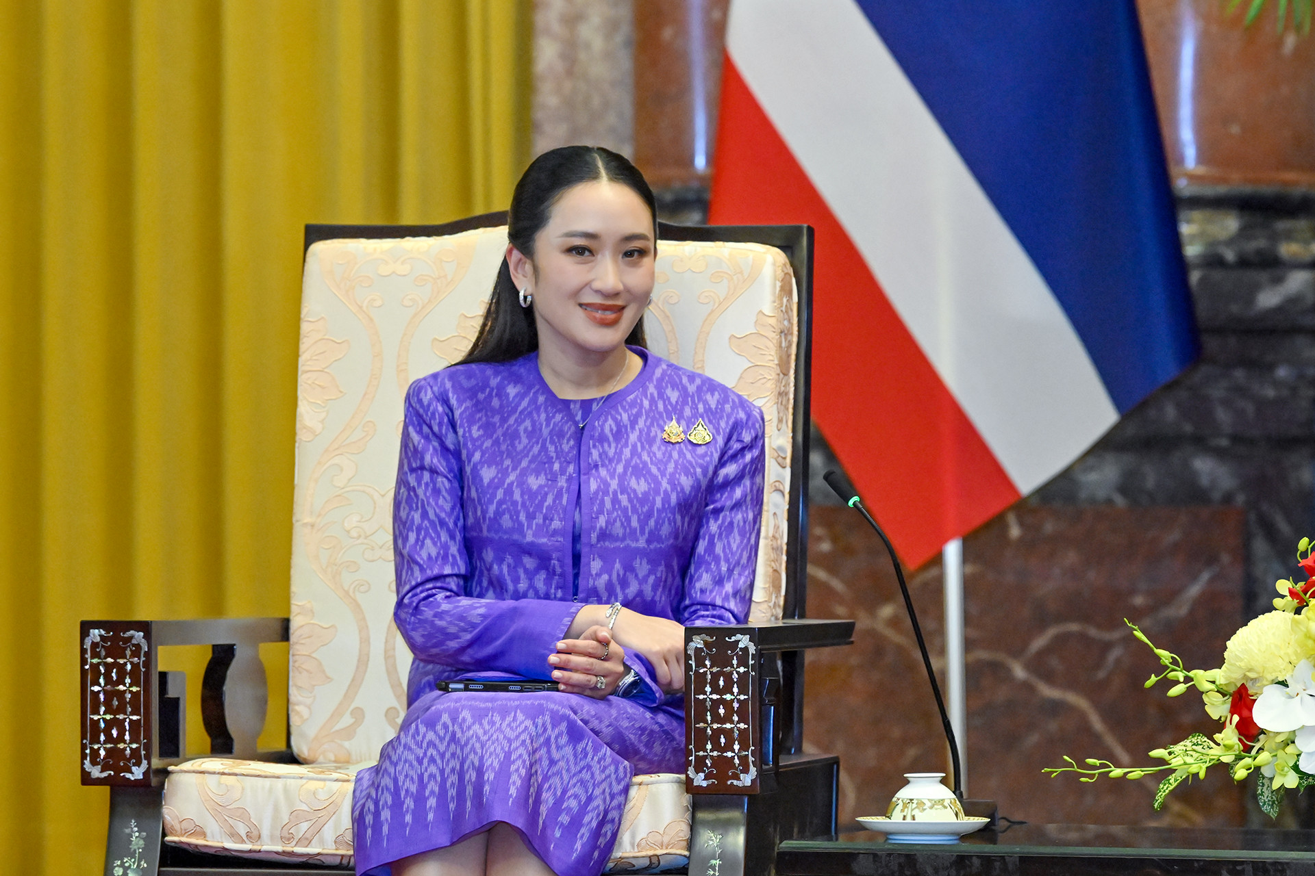 Thủ tướng Thái Lan Paetongtarn Shinawatra phát biểu tại buổi tiếp.