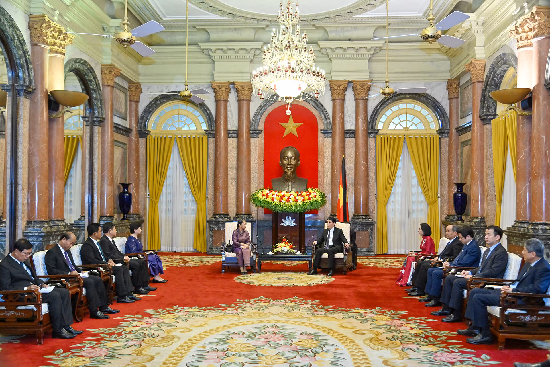 Quang cảnh buổi tiếp tại Phủ Chủ tịch.