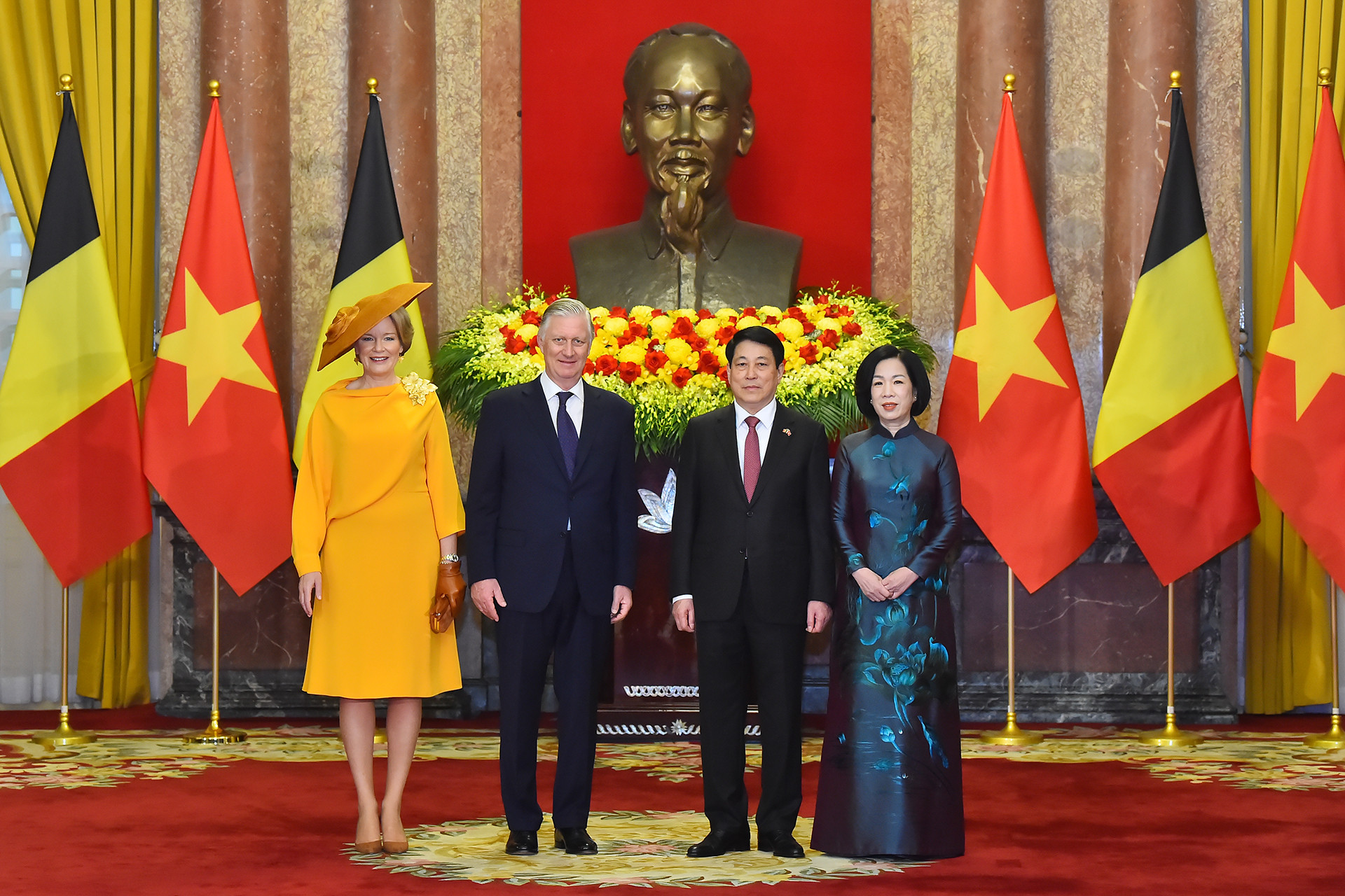 Chủ tịch nước Lương Cường và Phu nhân cùng Nhà vua Vương quốc Bỉ Philippe và Hoàng hậu tại hội kiến.