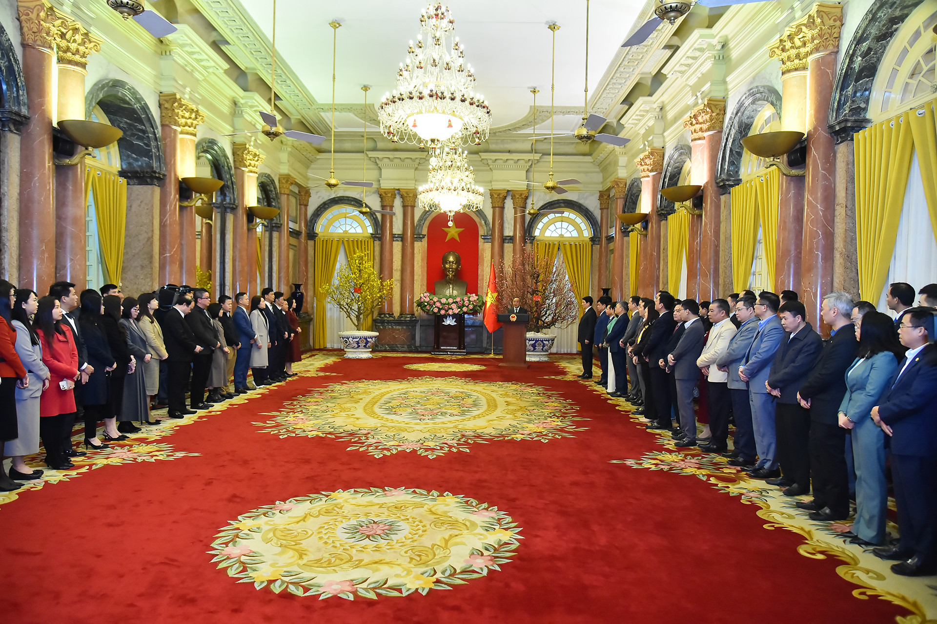 Quang cảnh buổi gặp mặt tại Phủ Chủ tịch.