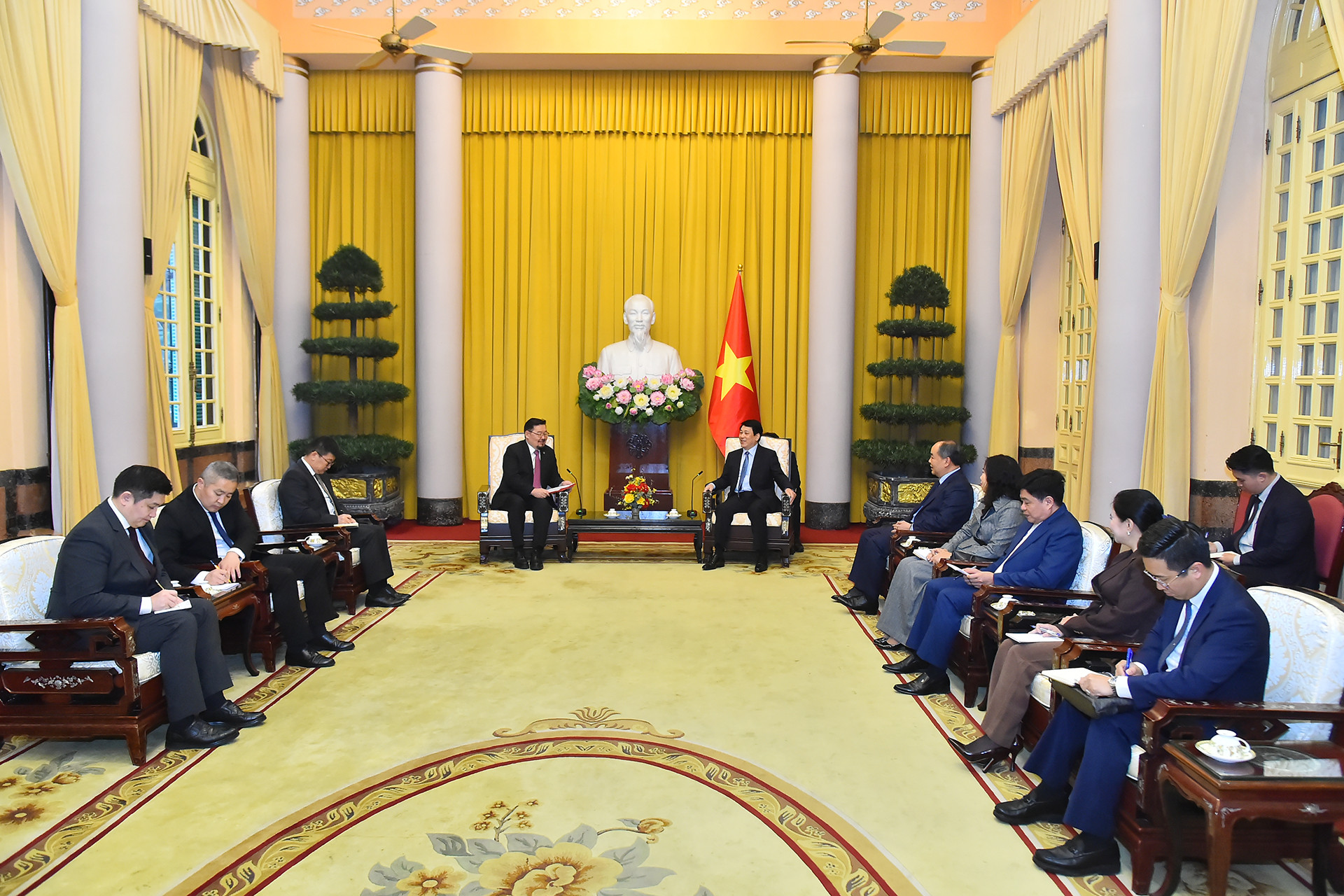 Quang cảnh buổi tiếp tại Phủ Chủ tịch.