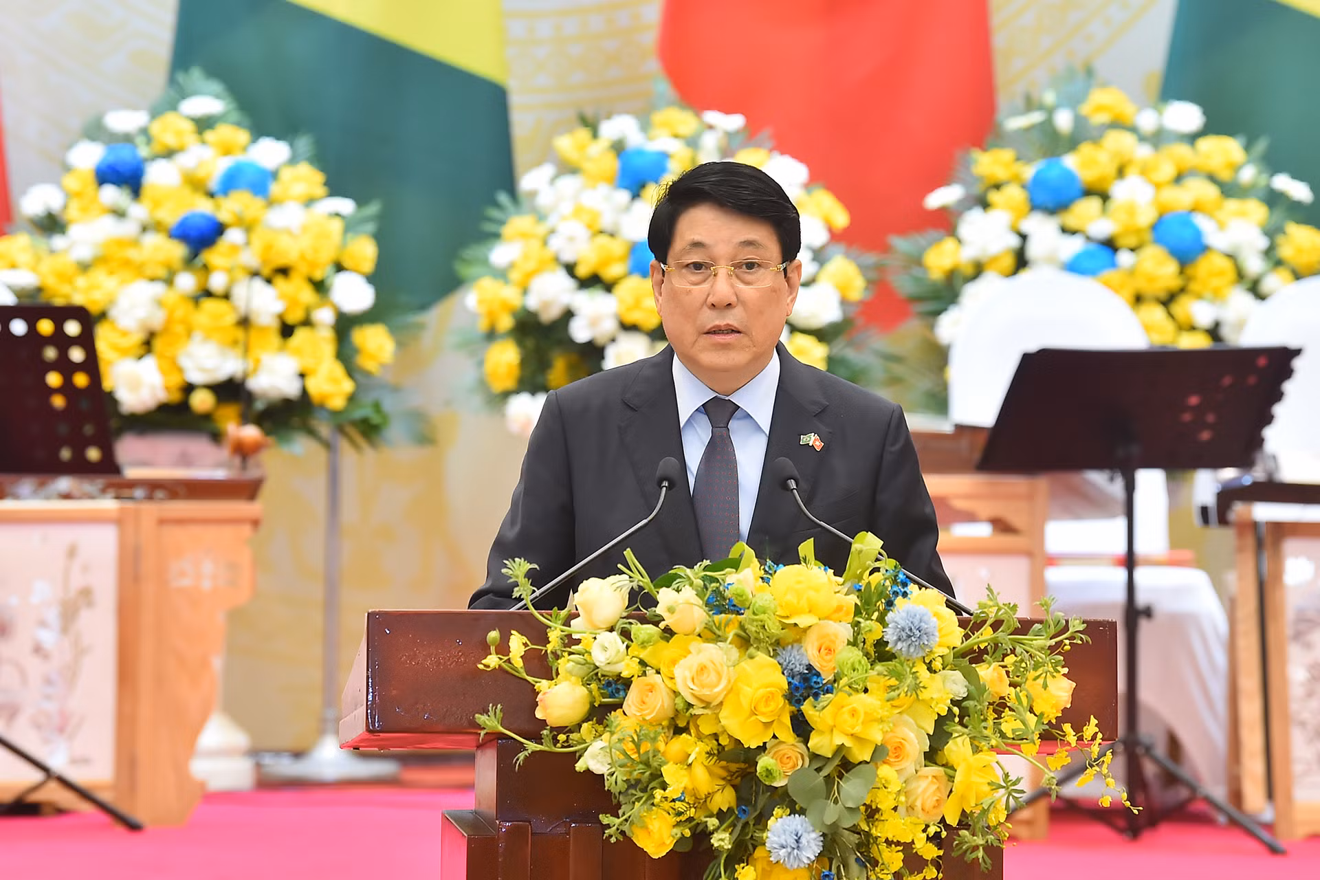Chủ tịch nước Lương Cường phát biểu tại buổi chiêu đãi.