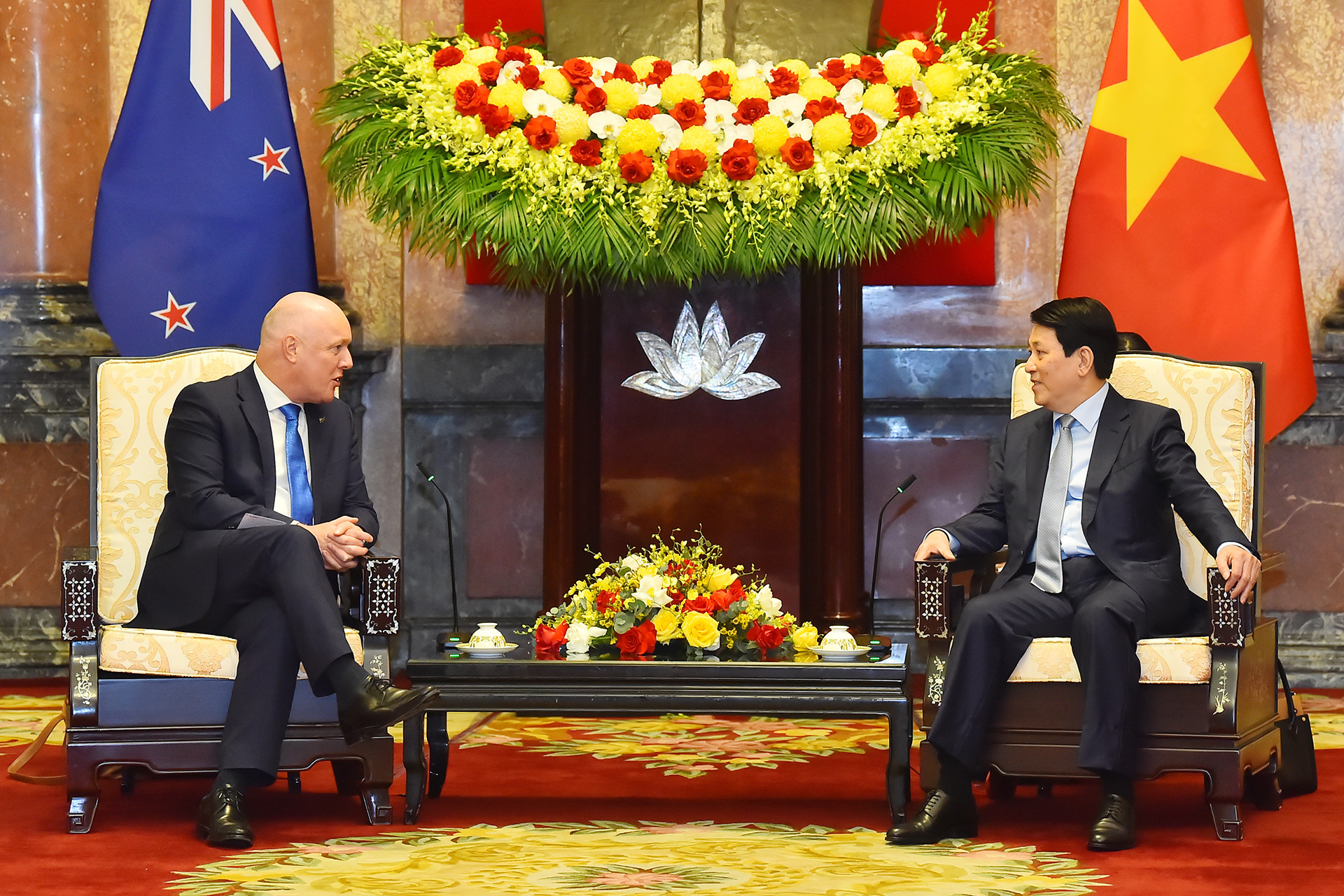 Chủ tịch nước Lương Cường tiếp Thủ tướng New Zealand Christopher Luxon.