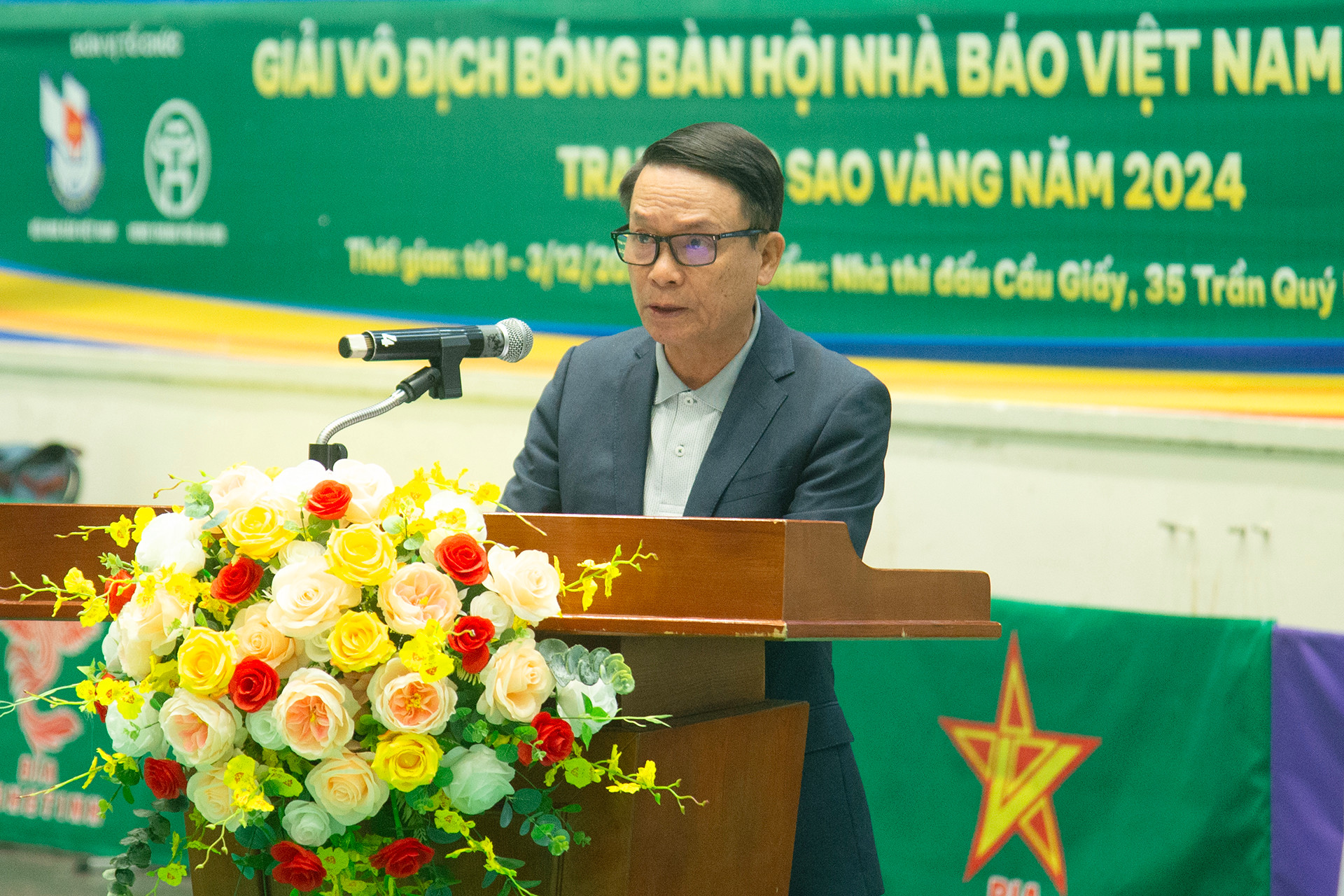 Phó Chủ tịch Thường trực Hội Nhà báo Việt Nam Nguyễn Đức Lợi phát biểu khai mạc.