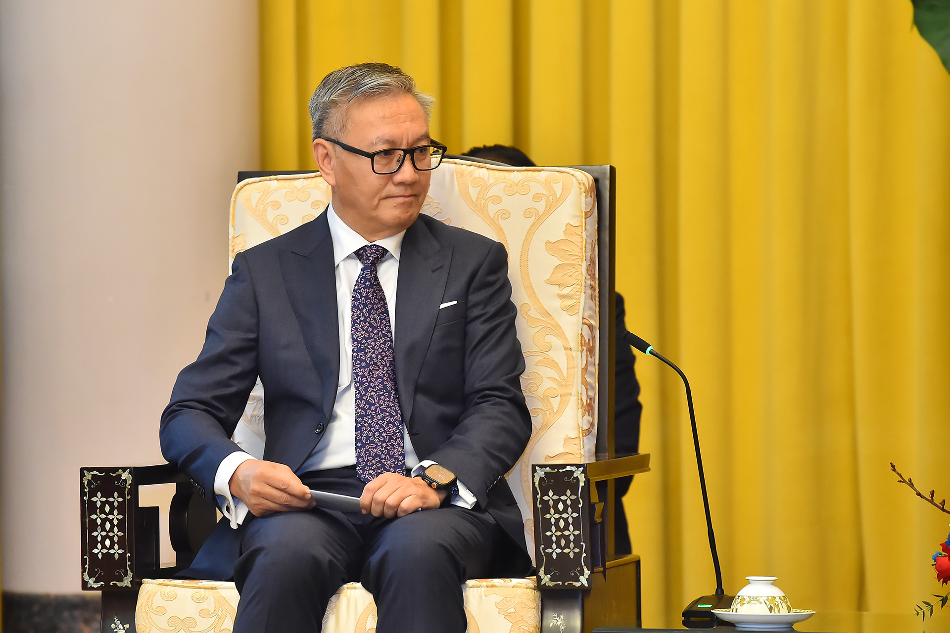 Bộ trưởng Ngoại giao Lào Thongsavanh Phomvihane phát biểu tại buổi tiếp.