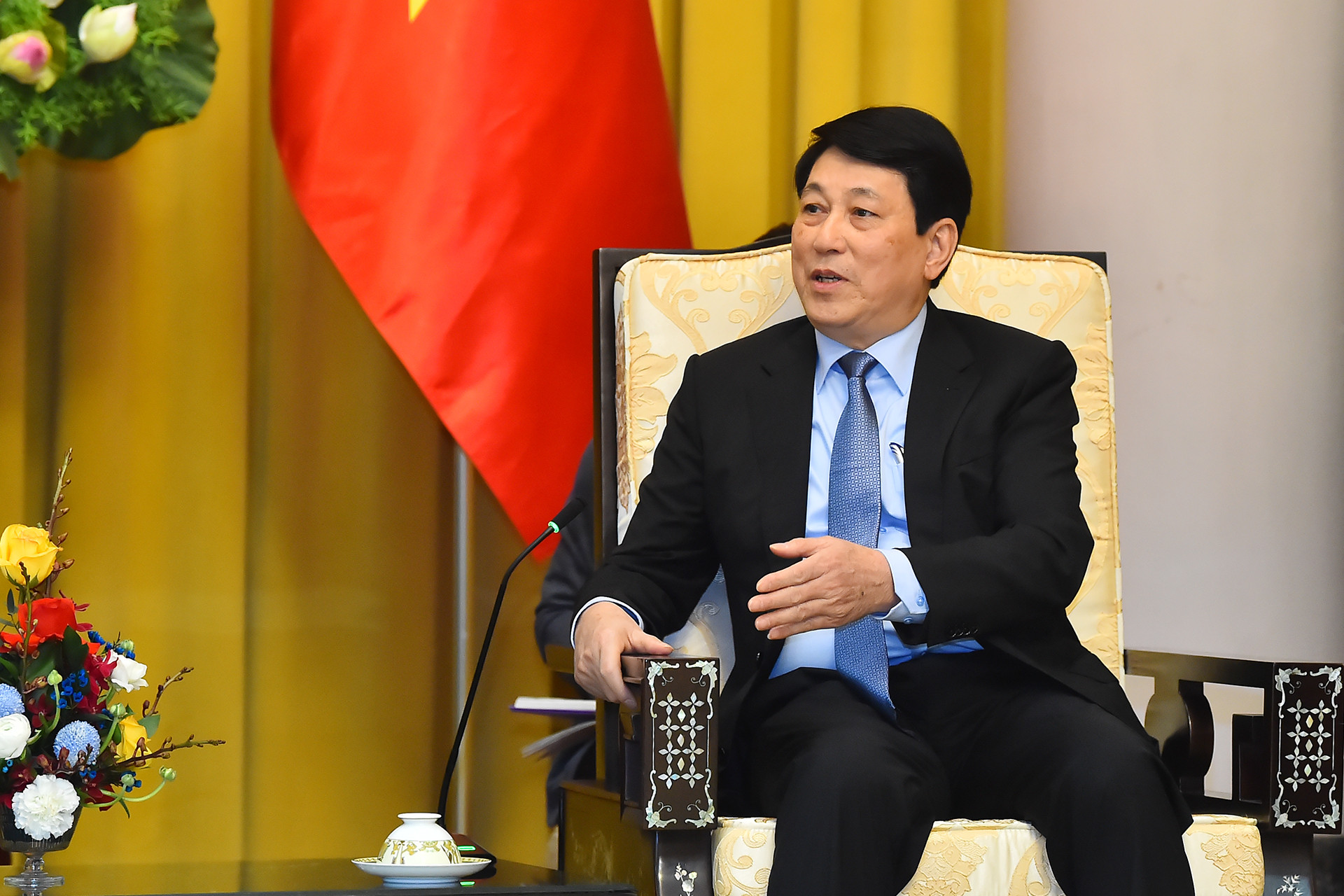 Chủ tịch nước Lương Cường phát biểu tại buổi tiếp.