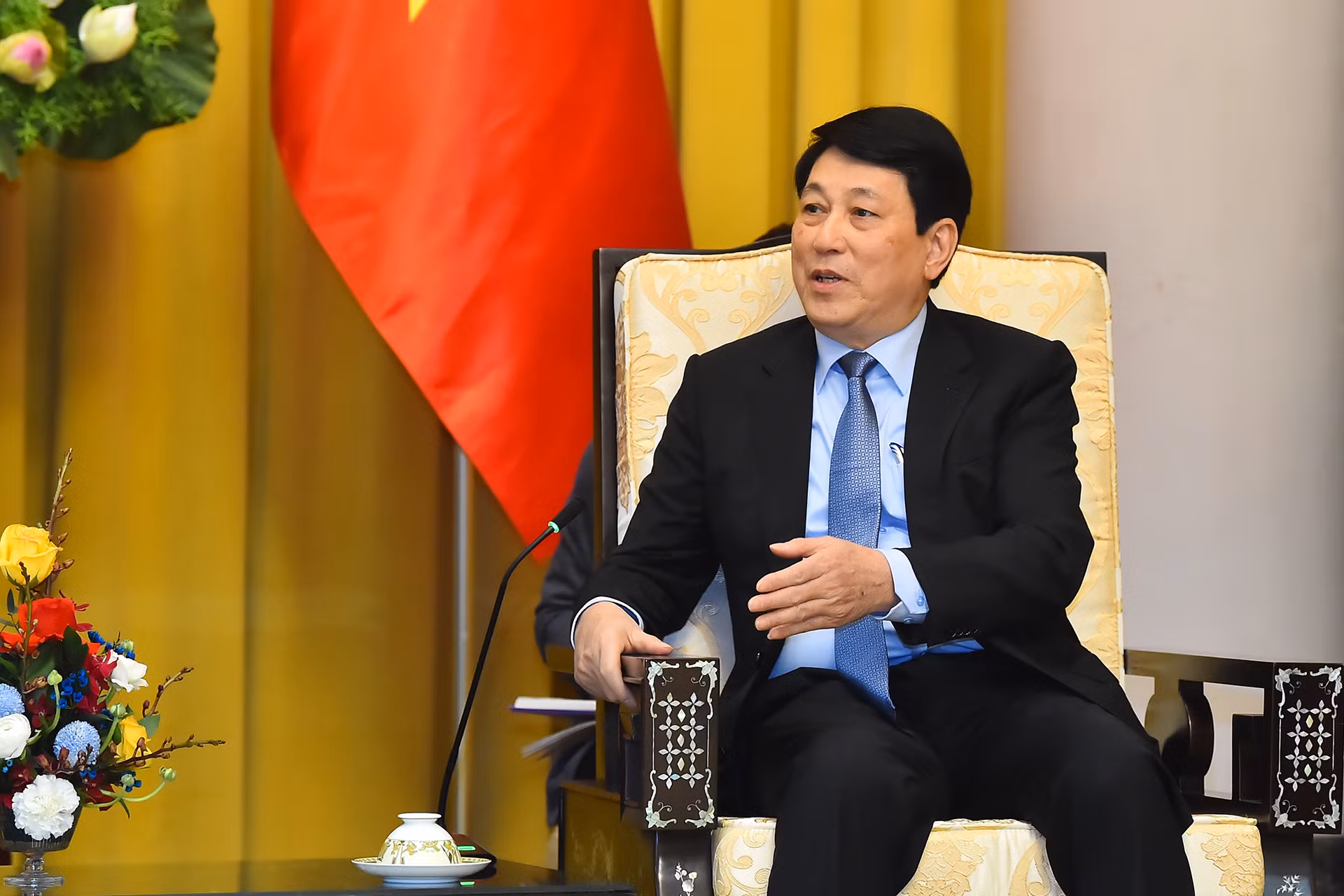 Chủ tịch nước Lương Cường phát biểu tại buổi tiếp.