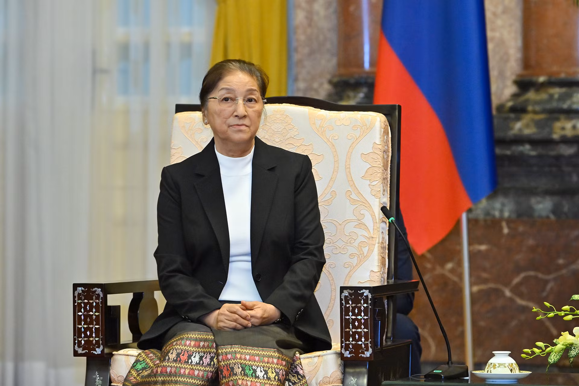 Phó Chủ tịch nước Lào Pany Yathotou tại buổi tiếp.