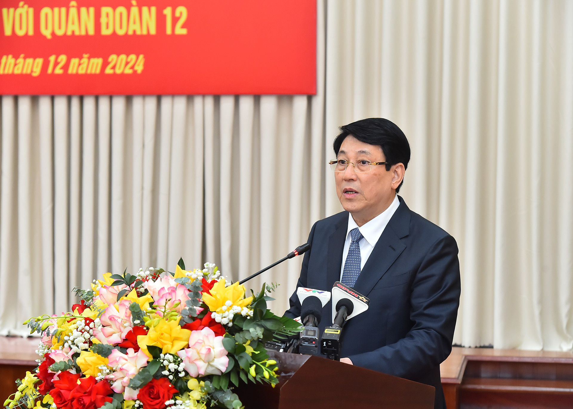 Chủ tịch nước Lương Cường phát biểu ý kiến chỉ đạo tại buổi làm việc.