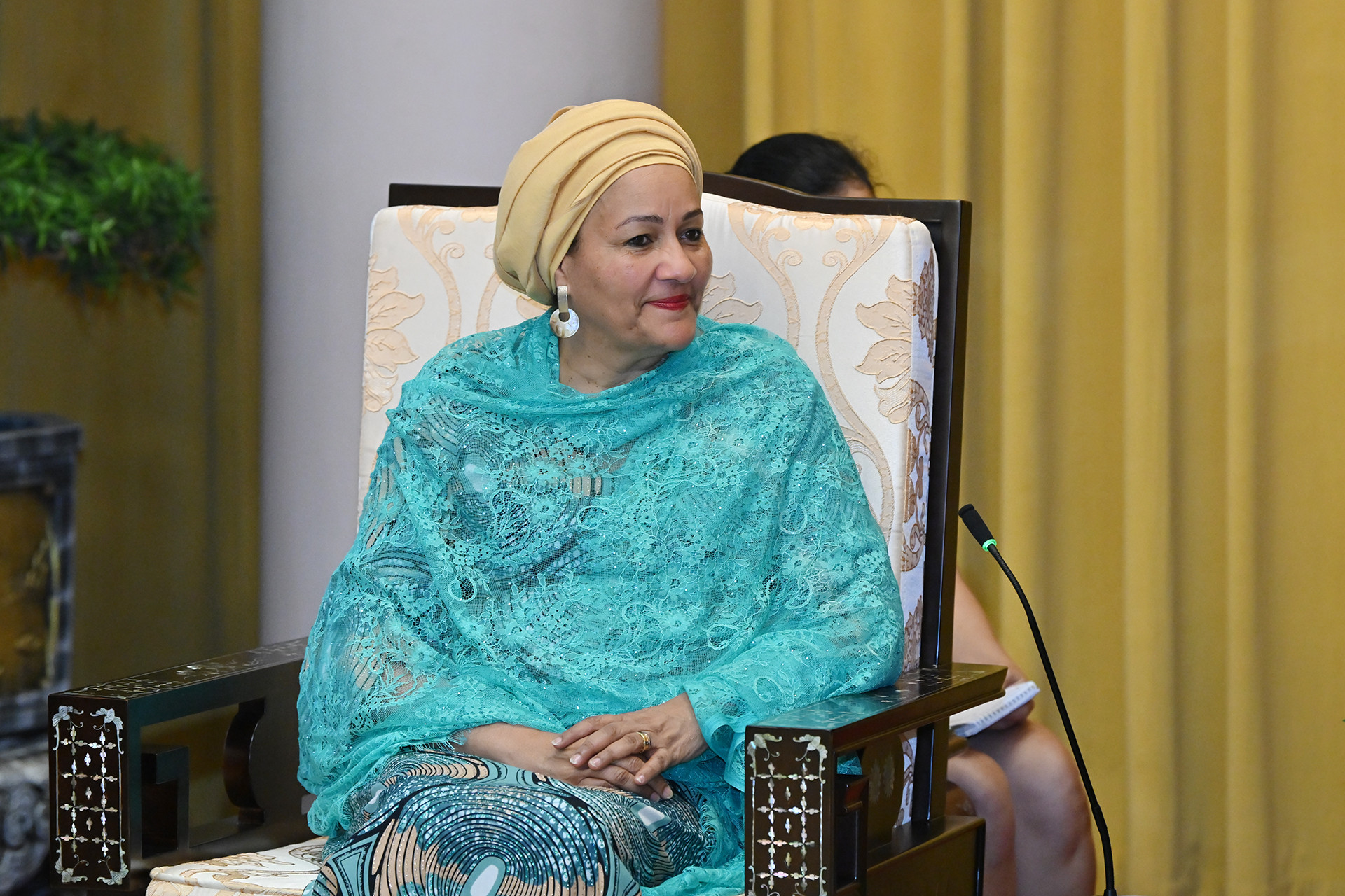 Phó Tổng thư ký Liên hợp quốc Amina J.Mohammed phát biểu tại buổi tiếp.