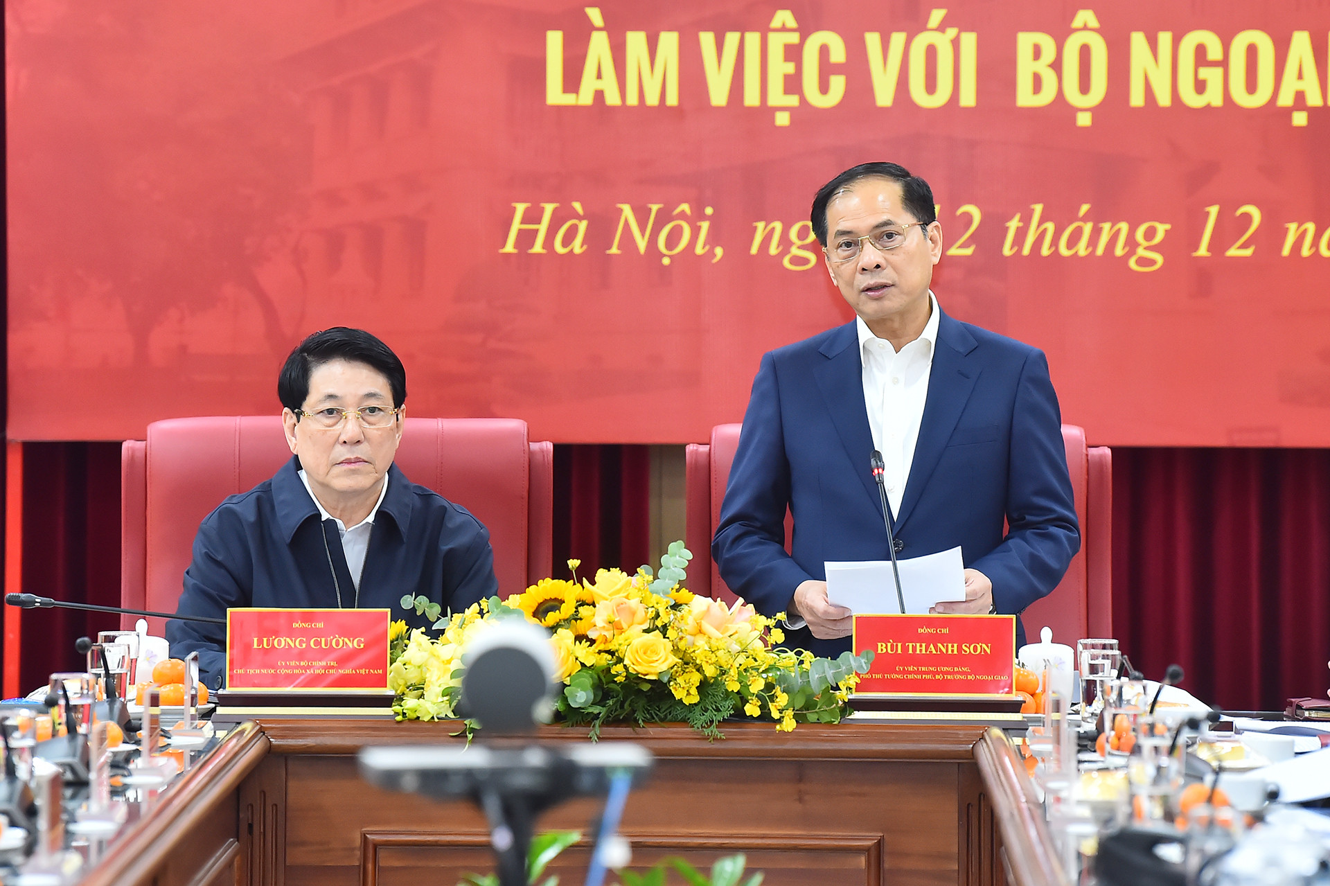 Phó Thủ tướng, Bộ trưởng Ngoại giao Bùi Thanh Sơn phát biểu ý kiến.