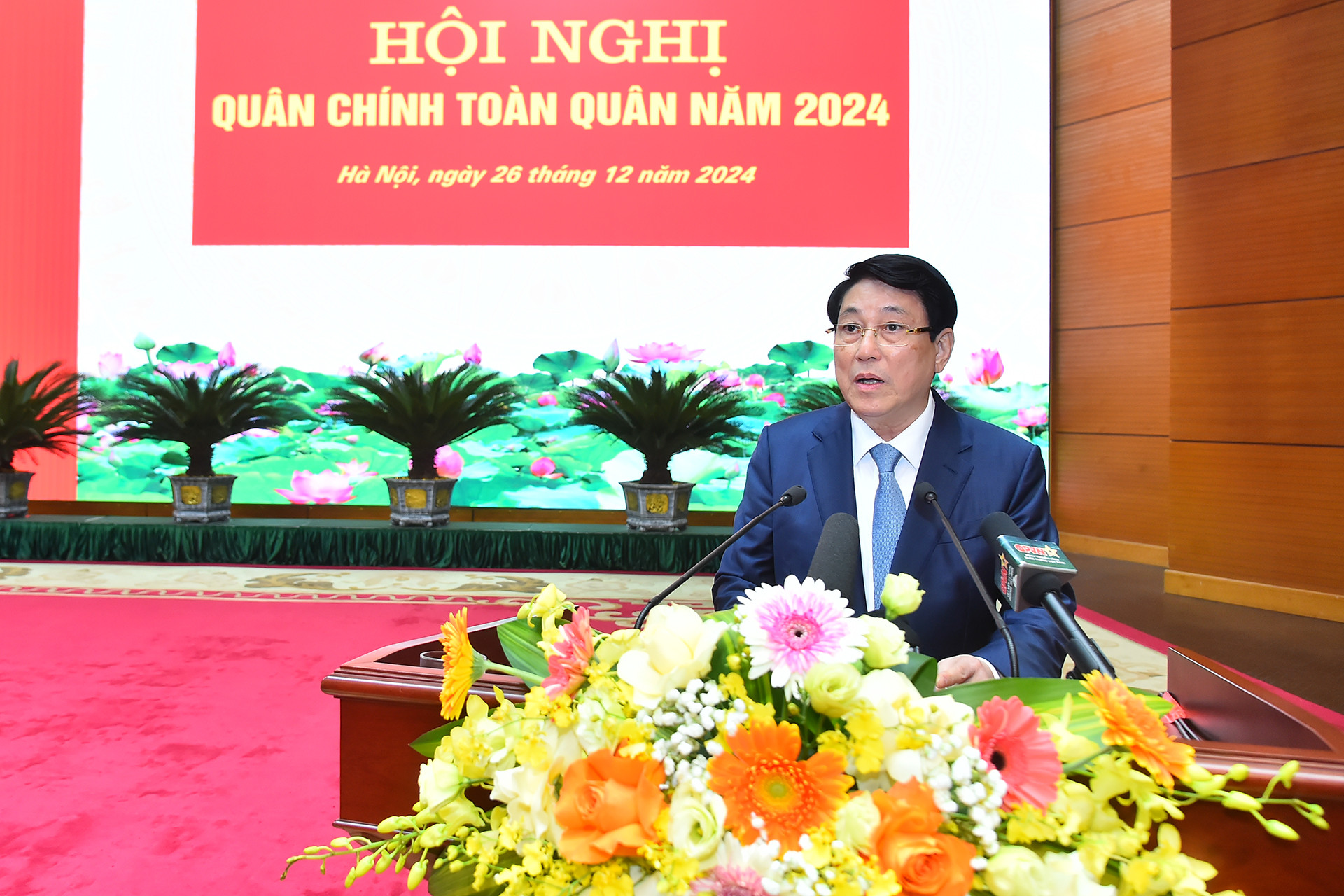 Chủ tịch nước Lương Cường phát biểu chỉ đạo Hội nghị Quân chính toàn quân năm 2024.