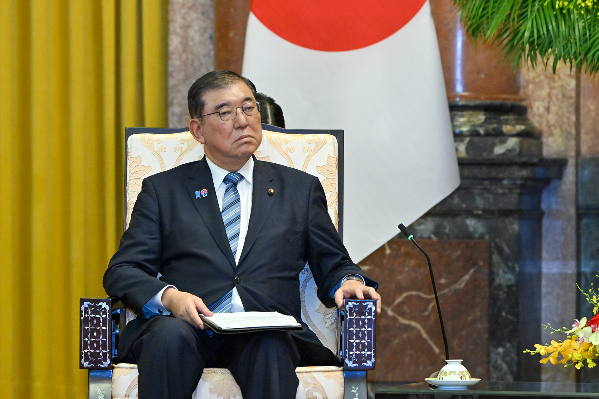 Thủ tướng Nhật Bản Ishiba Shigeru phát biểu tại buổi tiếp.