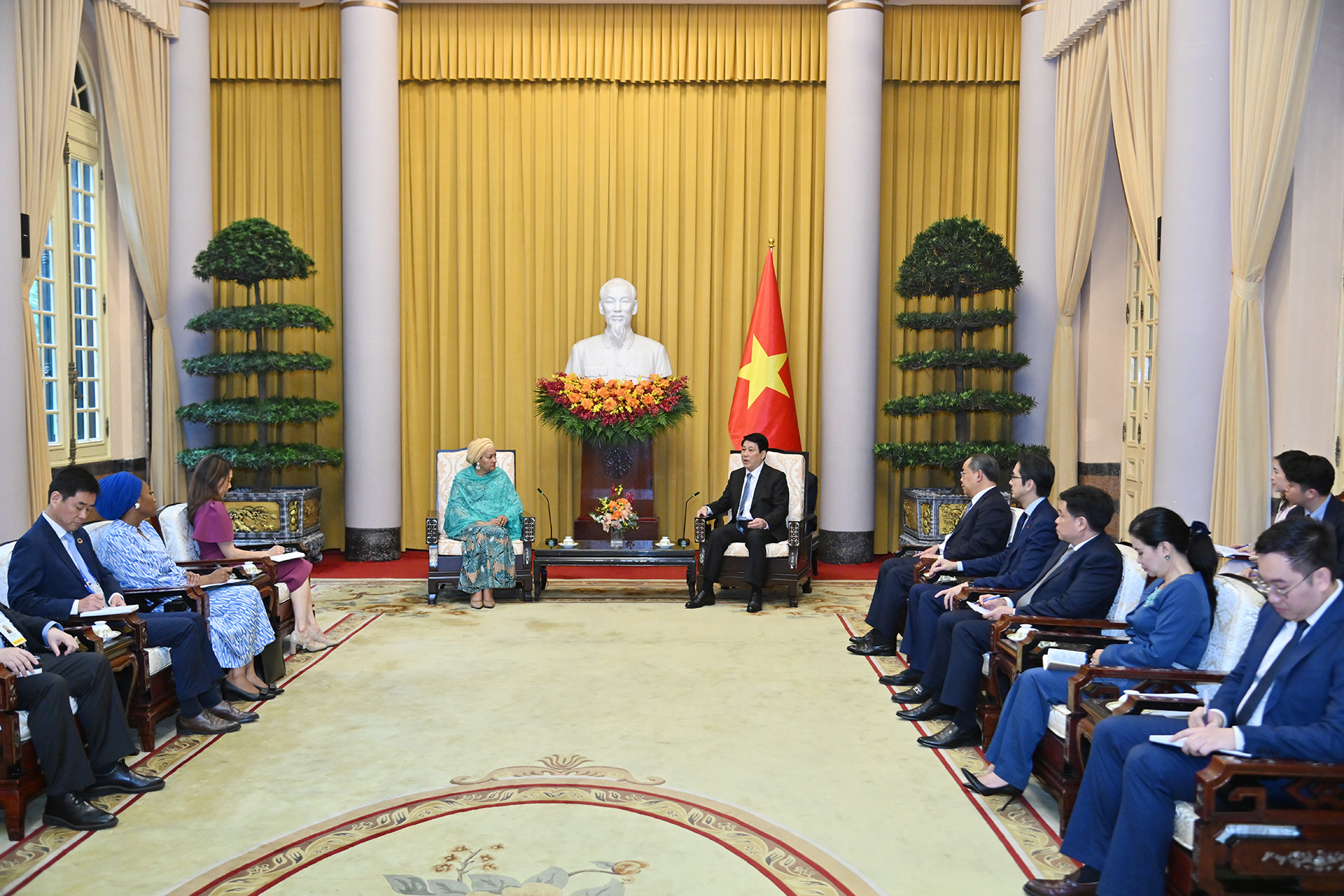 Quang cảnh buổi tiếp tại Phủ Chủ tịch.