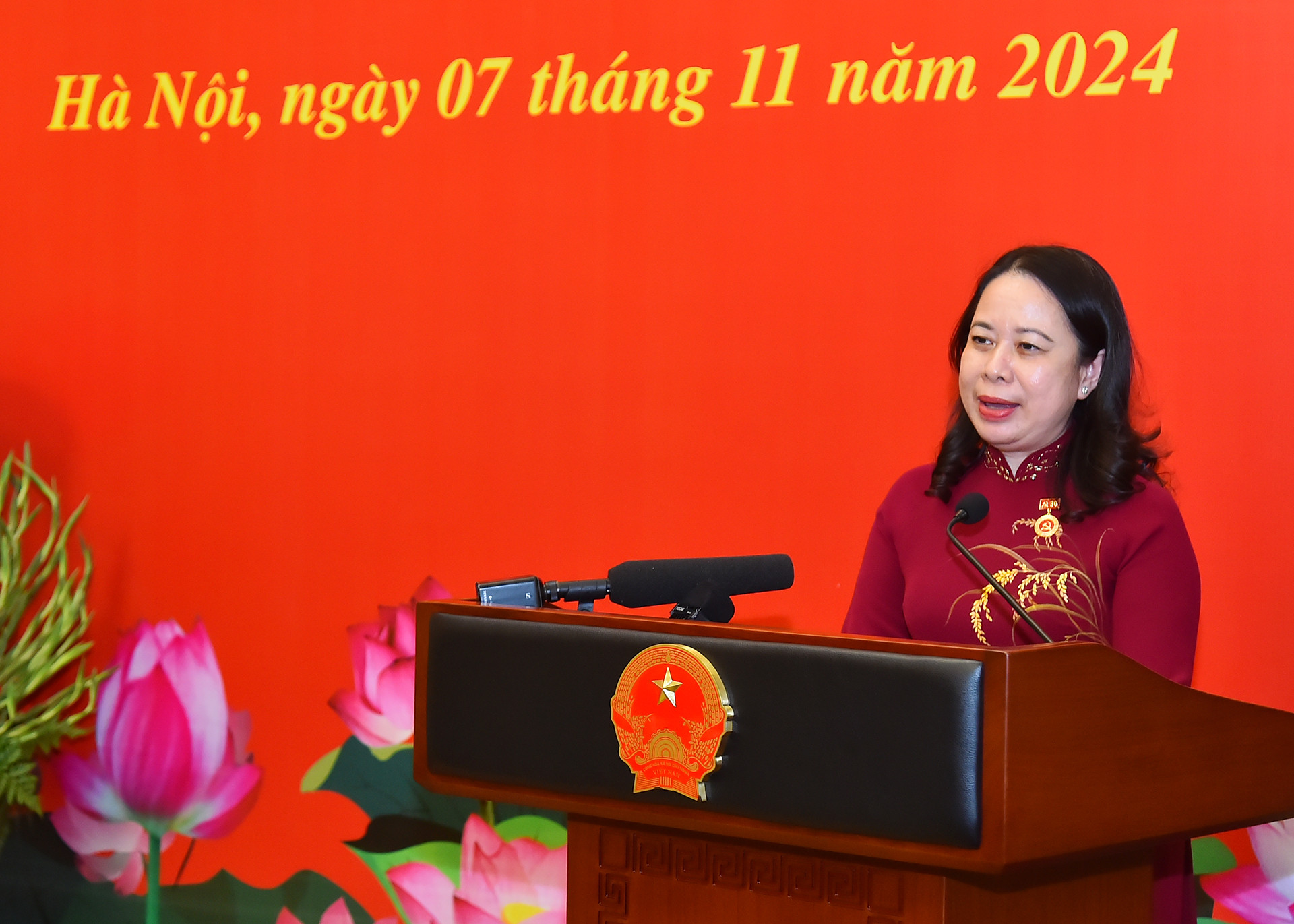 Phó Chủ tịch nước Võ Thị Ánh Xuân phát biểu tại buổi lễ.