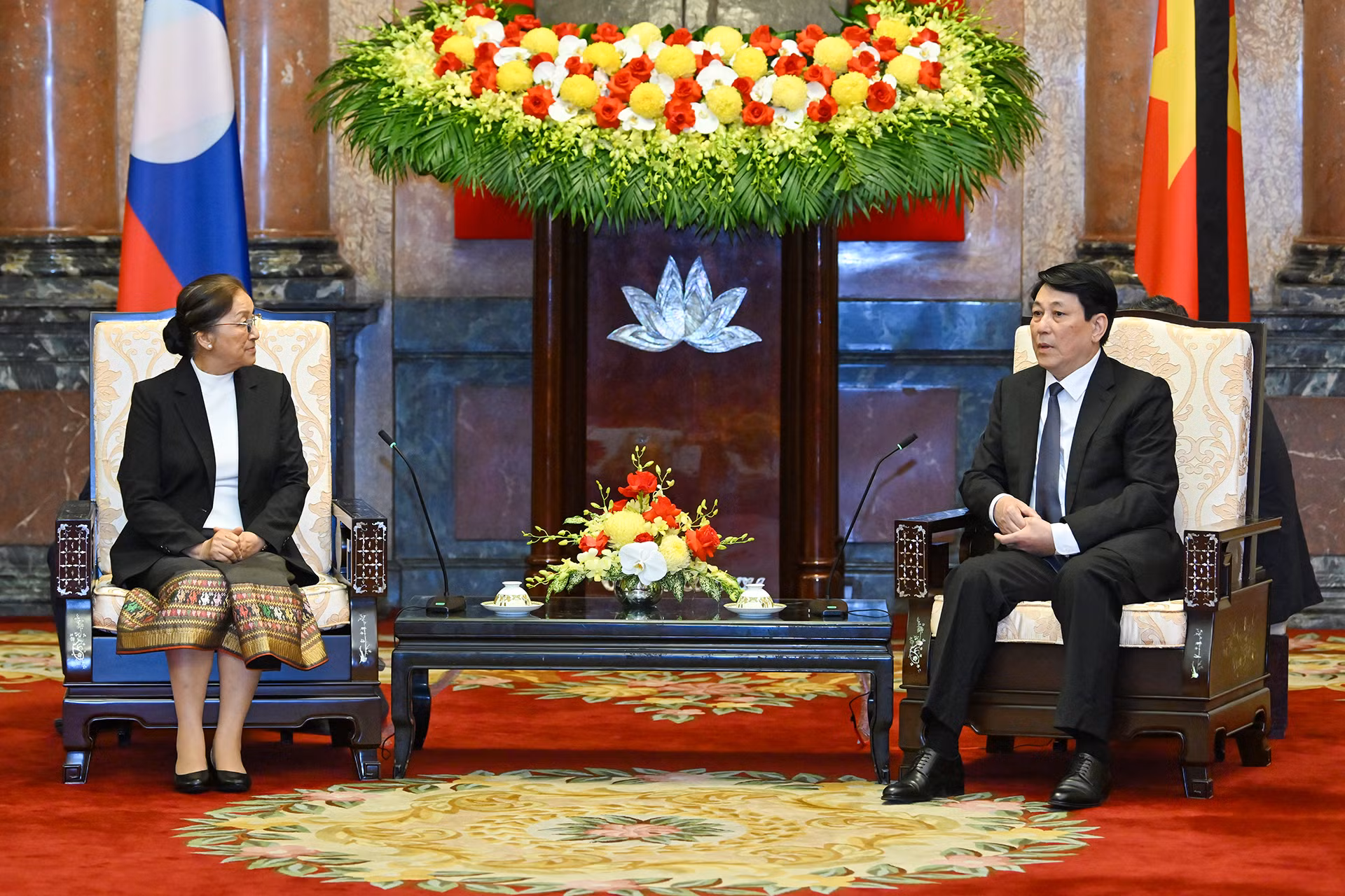 Chủ tịch nước Lương Cường tiếp Phó Chủ tịch nước Lào Pany Yathotou.