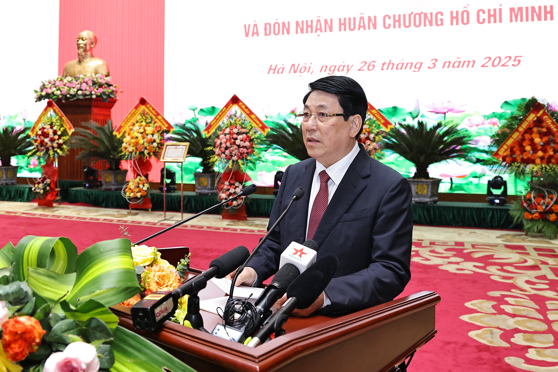 Chủ tịch nước Lương Cường phát biểu tại lễ kỷ niệm.