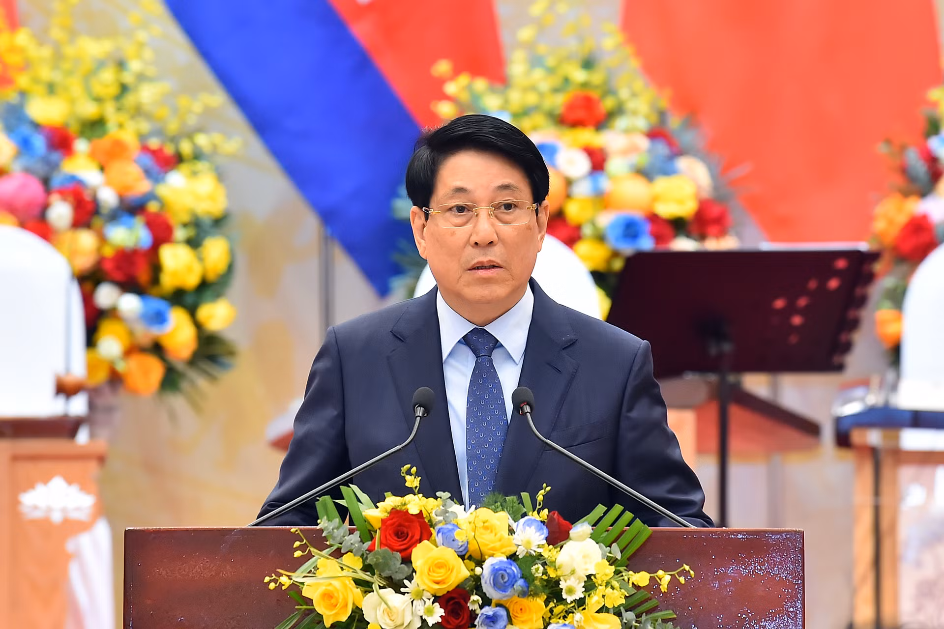 Chủ tịch nước Lương Cường phát biểu tại buổi chiêu đãi.