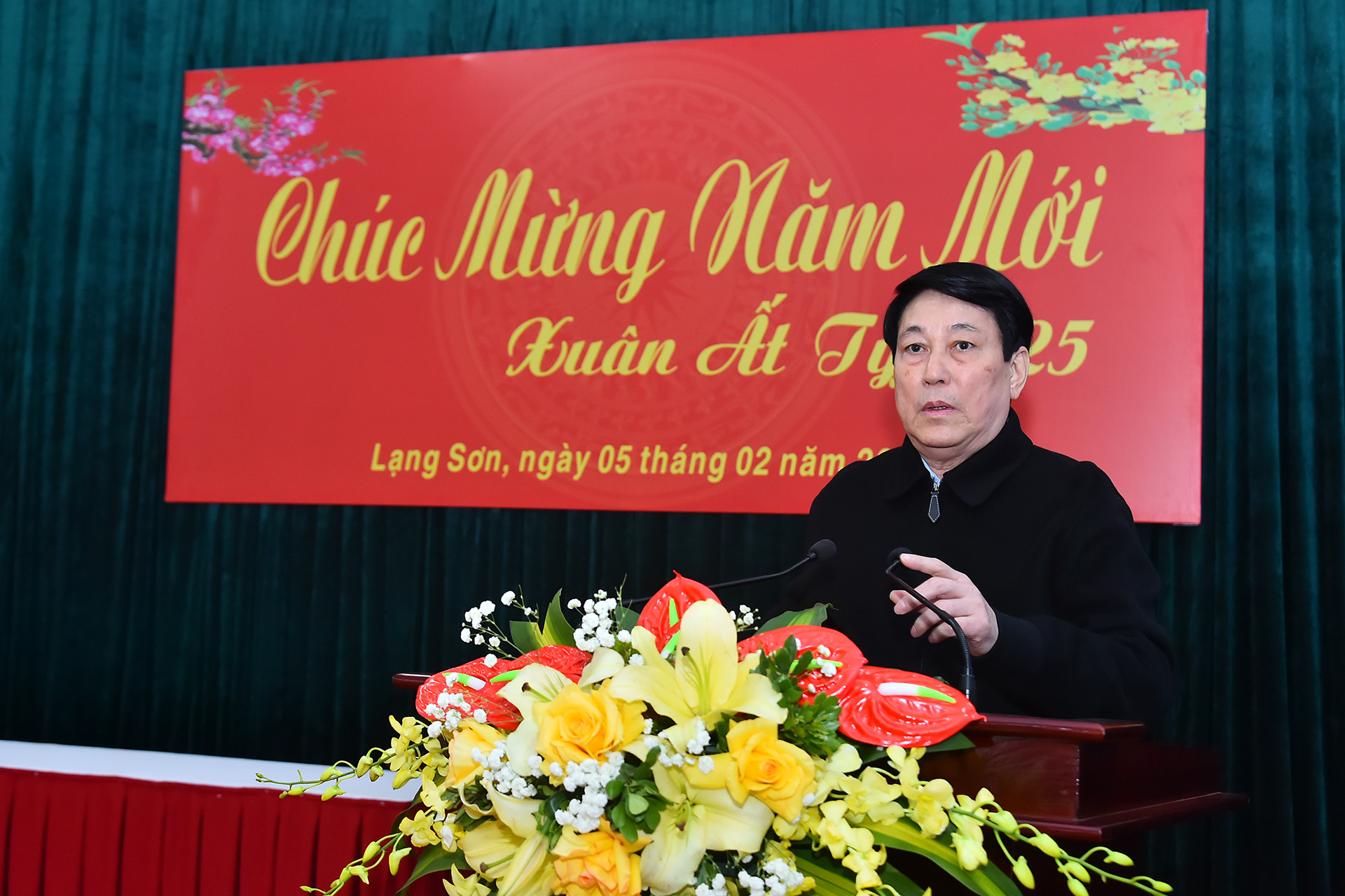 Chủ tịch nước Lương Cường phát biểu tại buổi làm việc với Tiểu đoàn 1, Trung đoàn 123, Bộ Chỉ huy Quân sự tỉnh Lạng Sơn. (Ảnh: Thủy Nguyên)