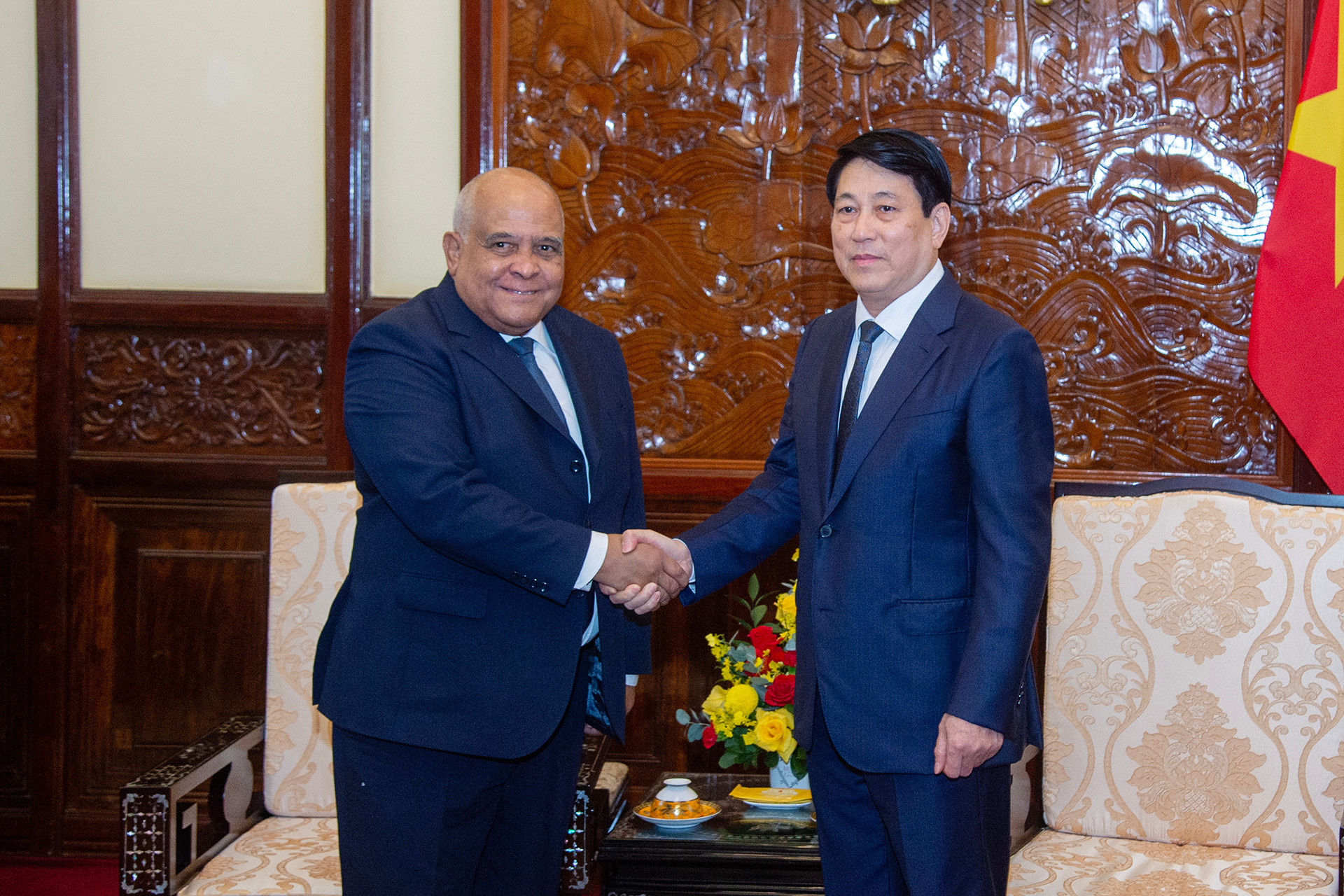 Chủ tịch nước Lương Cường và Đại sứ Cuba tại Việt Nam Orlando Nicolás Hernández Guillén tại buổi tiếp.