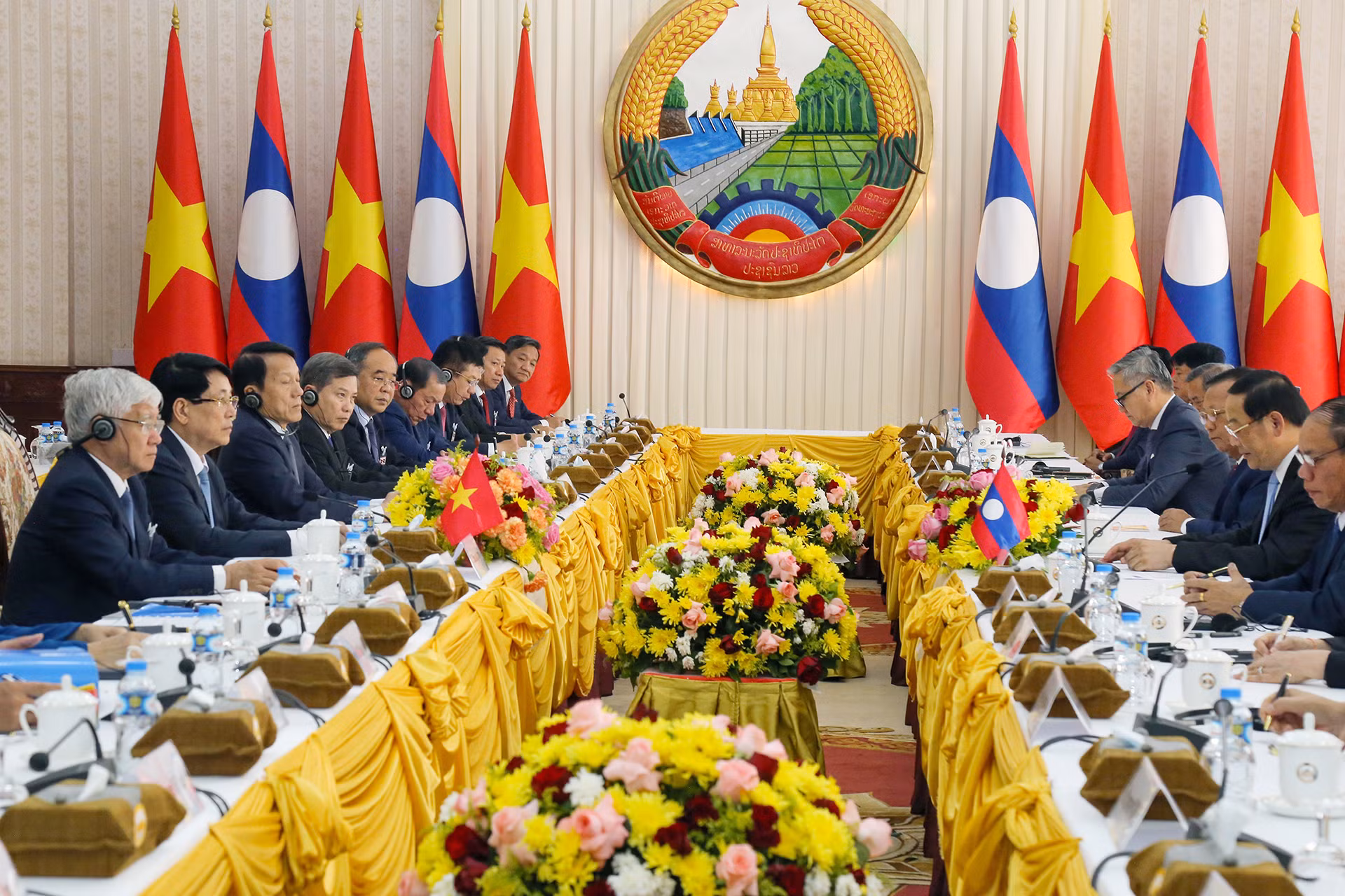 Quang cảnh buổi hội kiến tại Văn phòng Phủ Thủ tướng Chính phủ Lào.
