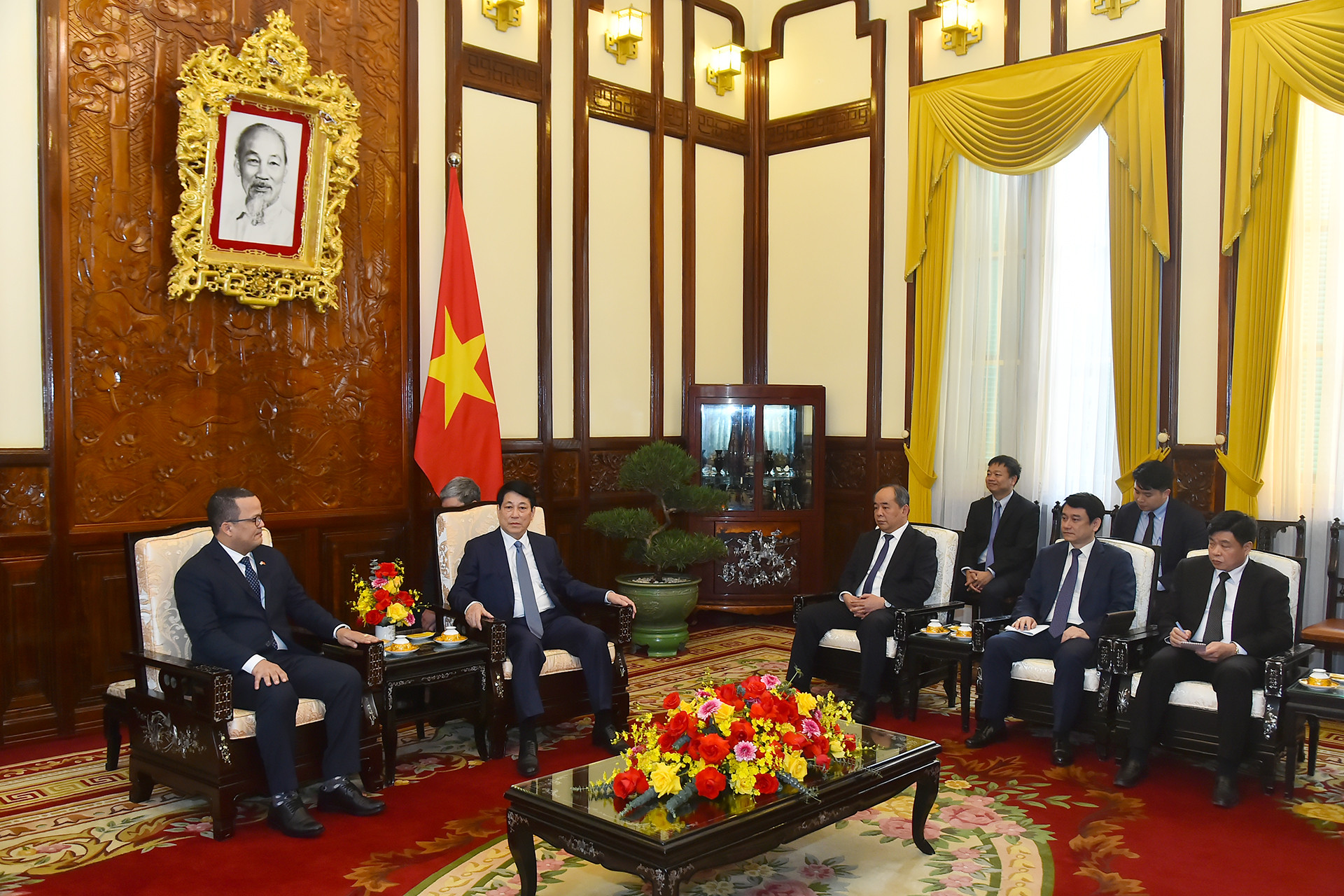 Quang cảnh buổi tiếp tại Phủ Chủ tịch.