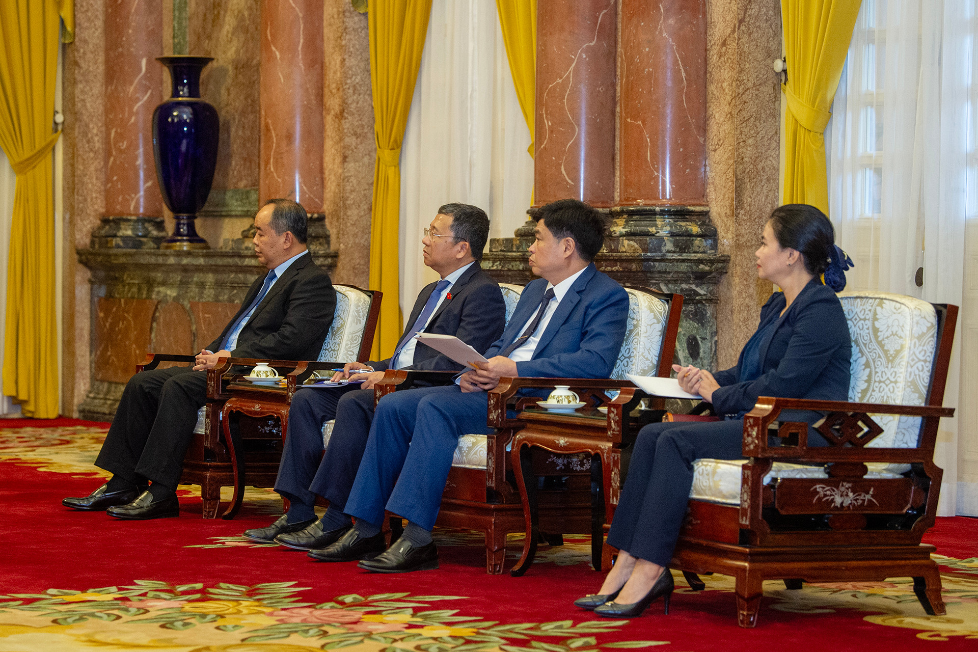 Các đại biểu đoàn Việt Nam tại buổi tiếp.