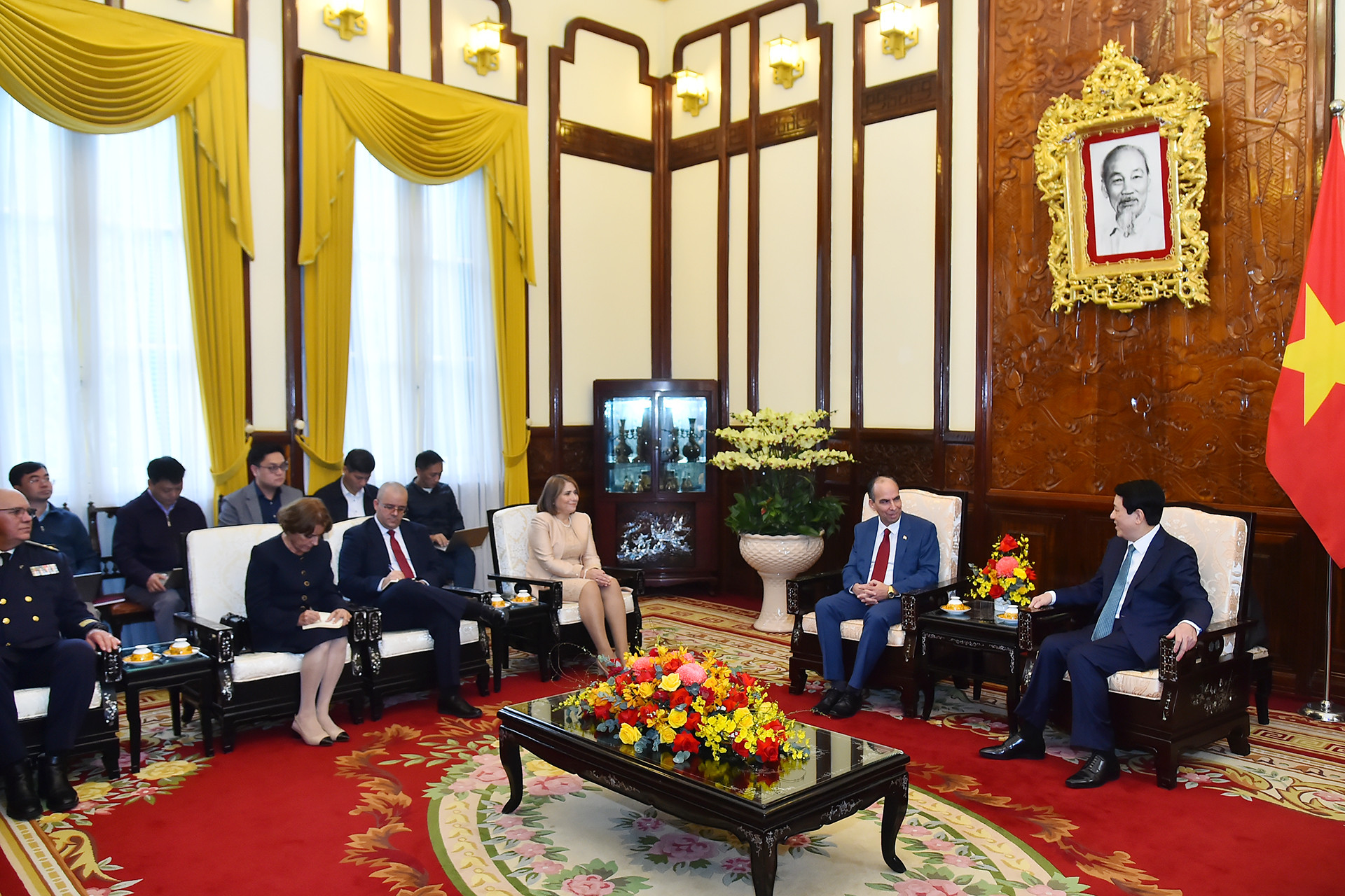 Quang cảnh buổi tiếp tại Phủ Chủ tịch.