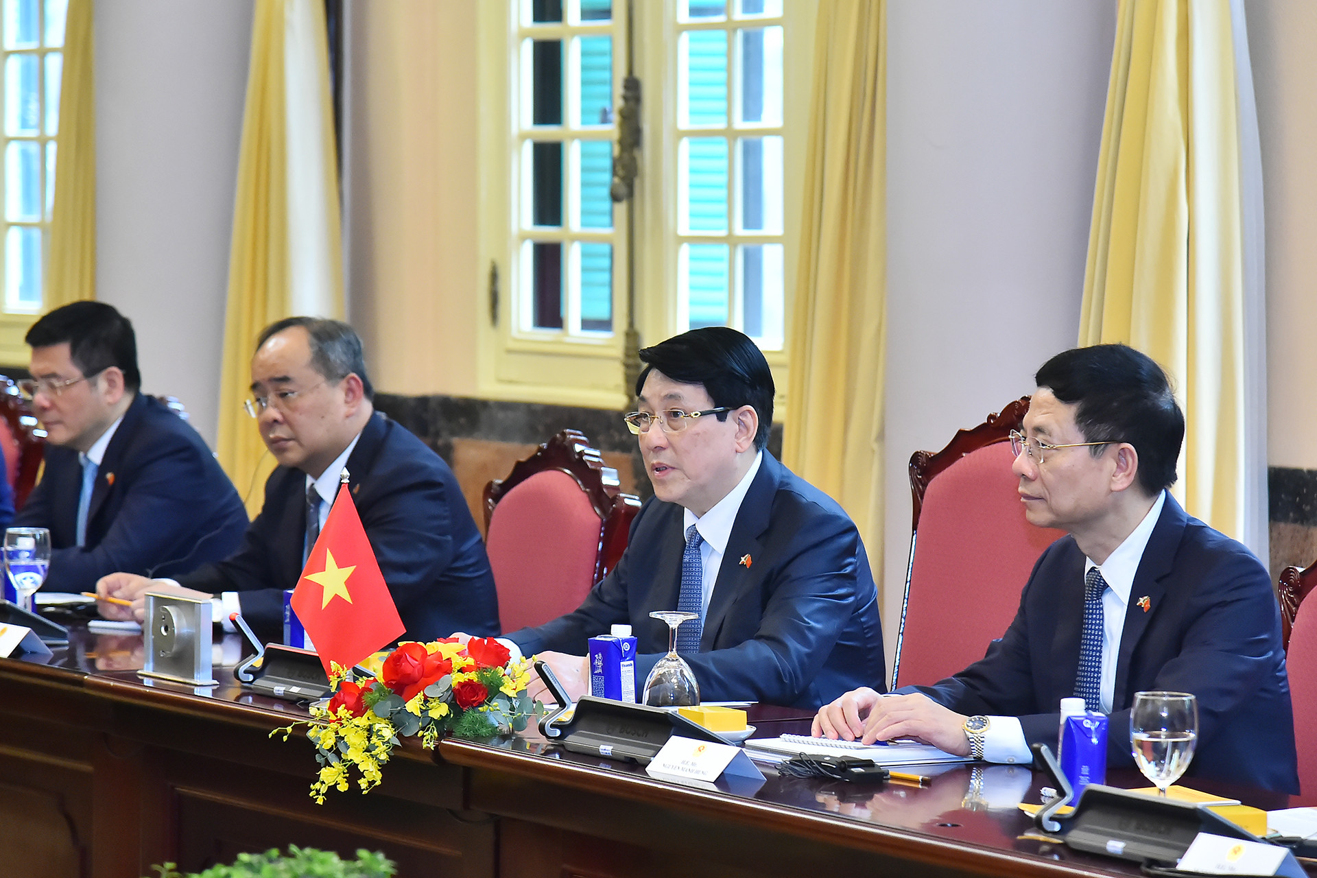 Chủ tịch nước Lương Cường phát biểu tại hội đàm.