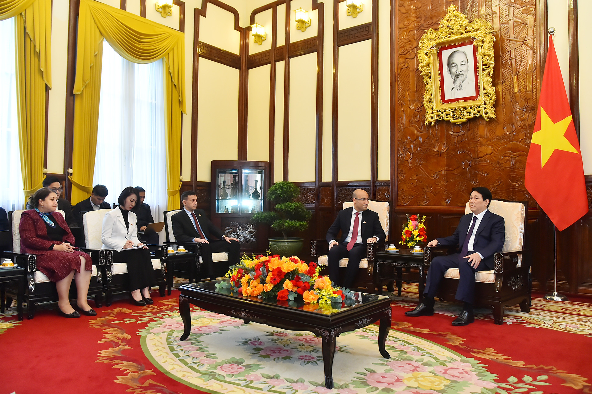 Quang cảnh buổi tiếp tại Phủ Chủ tịch.