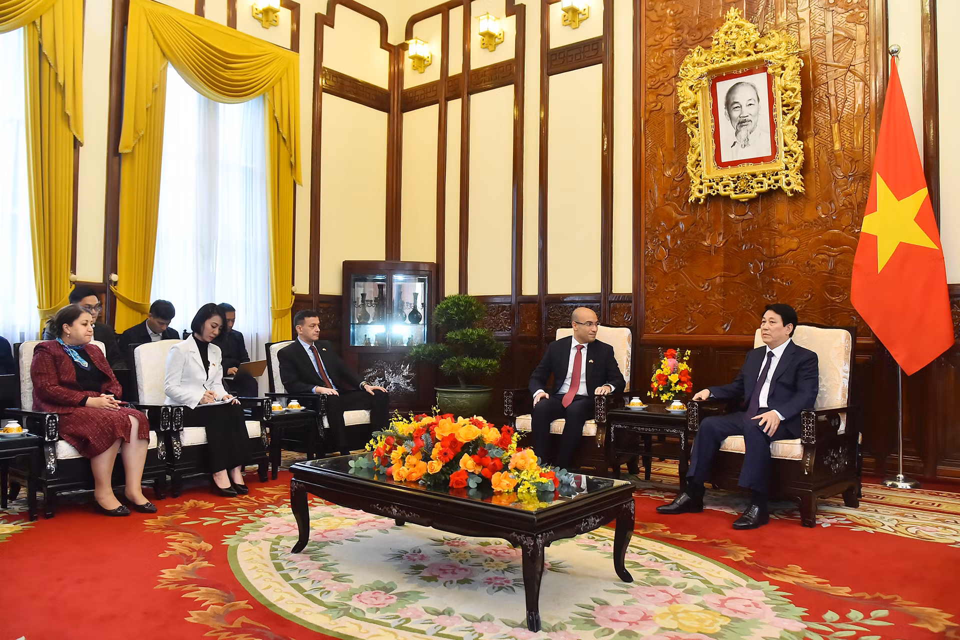 Quang cảnh buổi tiếp tại Phủ Chủ tịch.