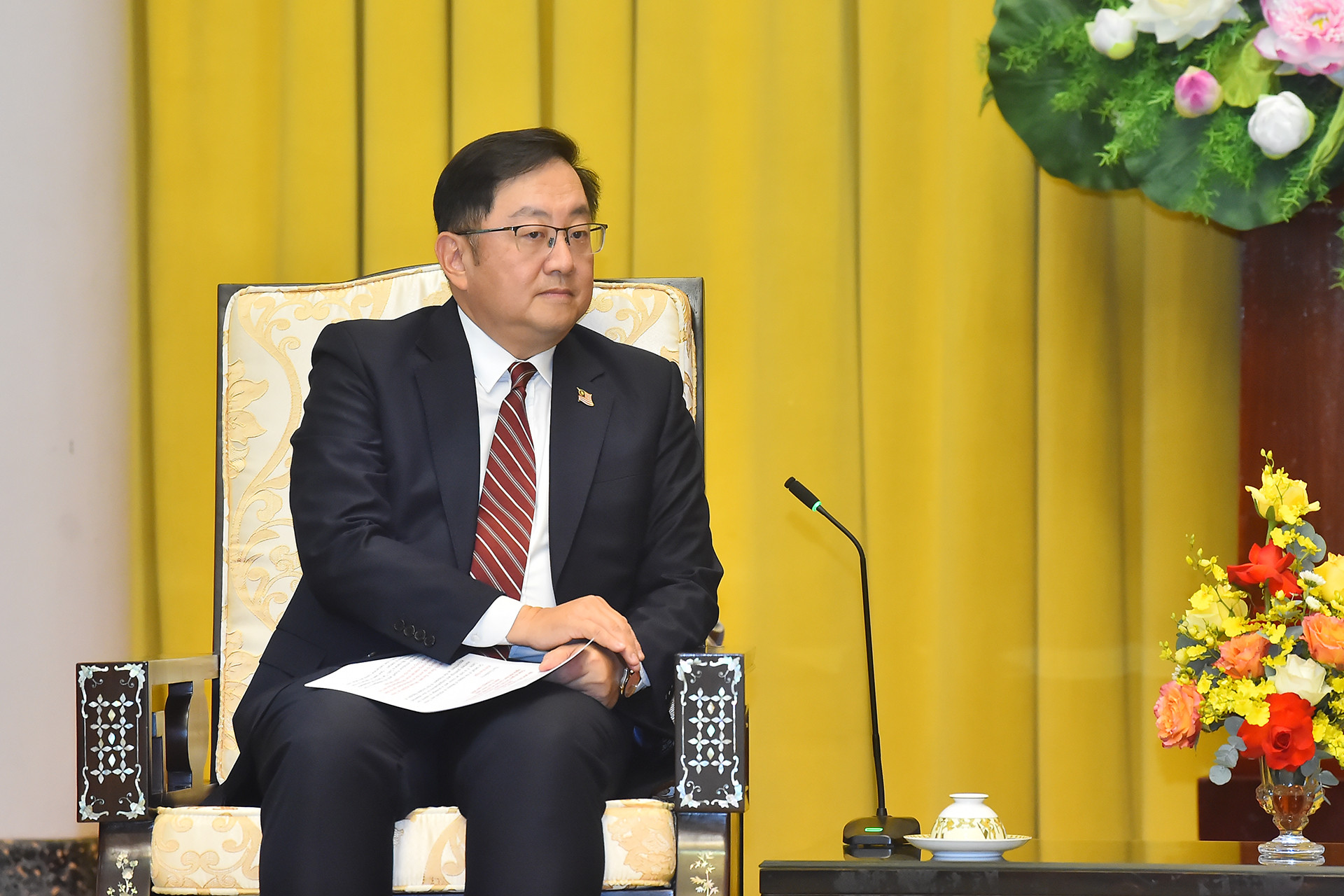 Đại sứ Malaysia tại Việt Nam Dato’ Tan Yang Thai đại diện Đại sứ, Đại biện các nước ASEAN và Timor-Leste phát biểu tại buổi tiếp. Đại sứ Malaysia tại Việt Nam Dato’ Tan Yang Thai đại diện Đại sứ, Đại biện các nước ASEAN và Timor-Leste phát biểu tại buổi tiếp.