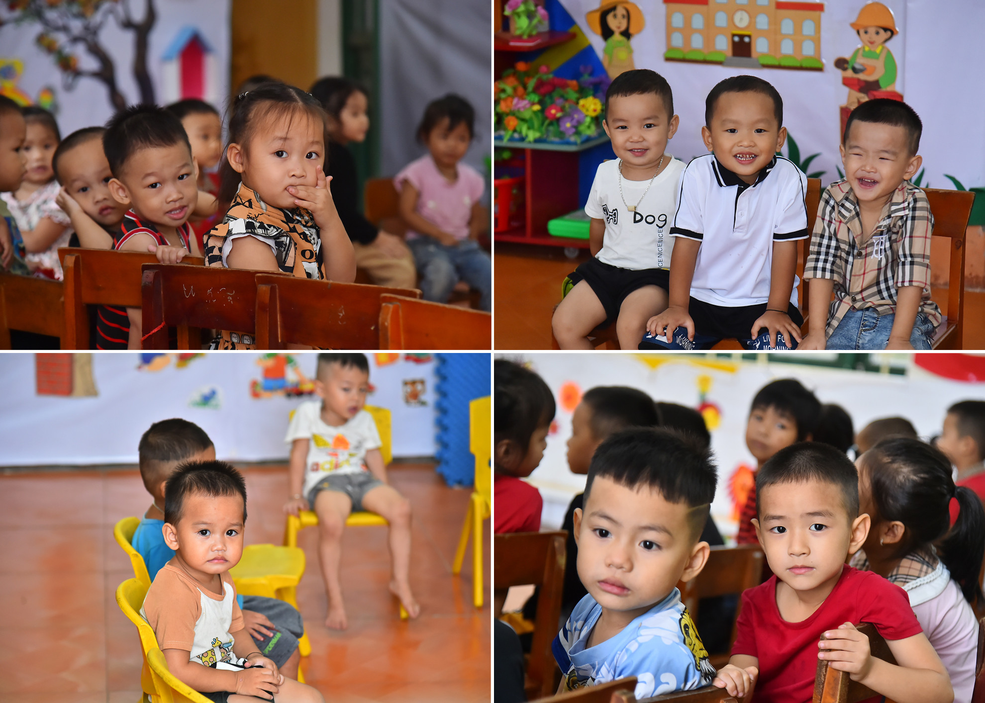 Nét trong sáng, đáng yêu của trẻ thơ đang học tập tại Trường mầm non Hợp Thành.