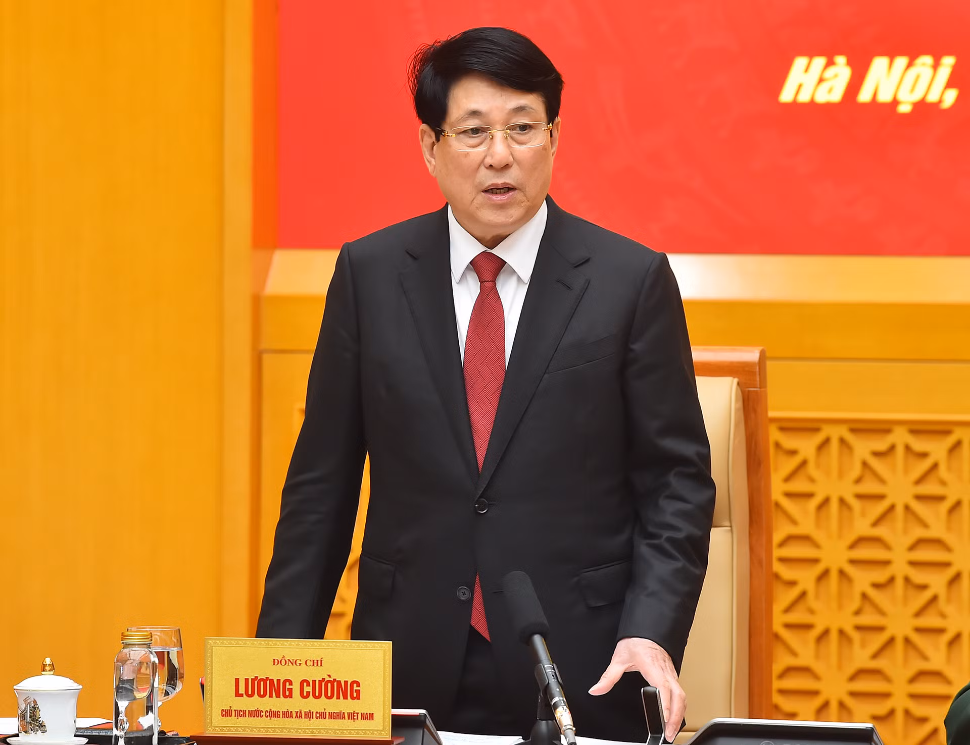 Chủ tịch nước Lương Cường phát biểu ý kiến chỉ đạo tại buổi làm việc.