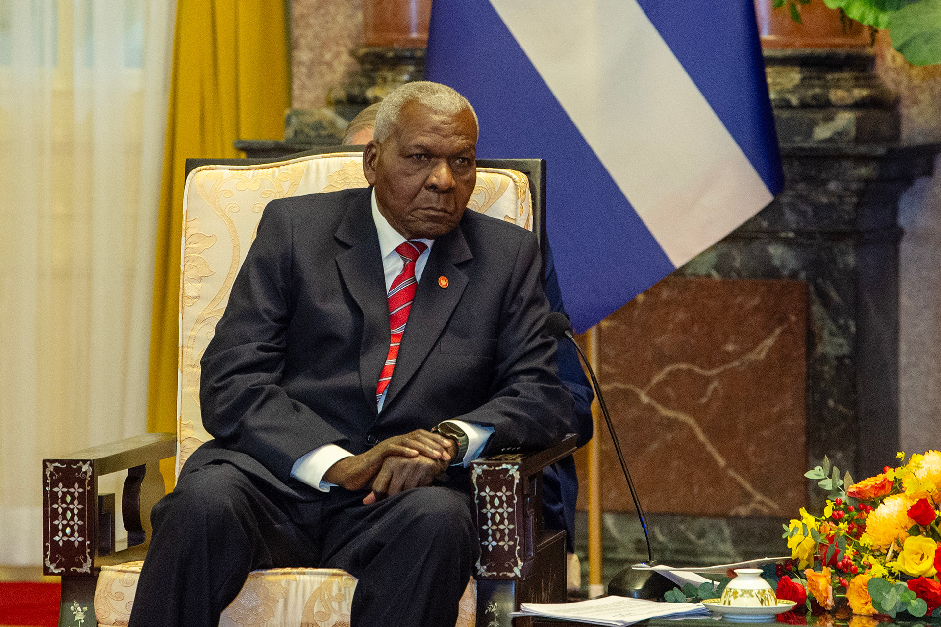 Chủ tịch Quốc hội Cuba Esteban Lazo Hernandez phát biểu tại buổi tiếp.