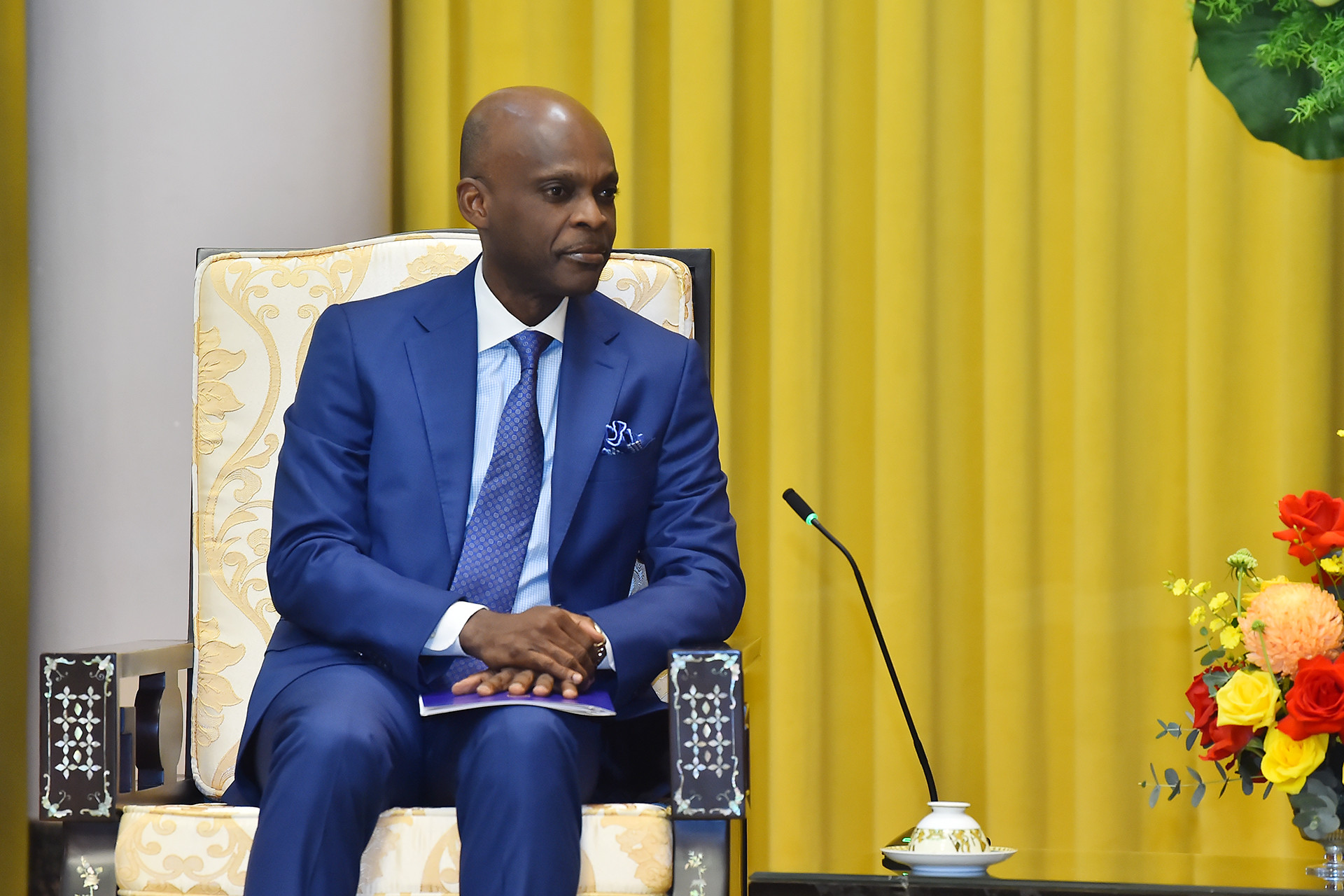 Bộ trưởng Ngoại giao Togo Robert Dussey phát biểu tại buổi tiếp.