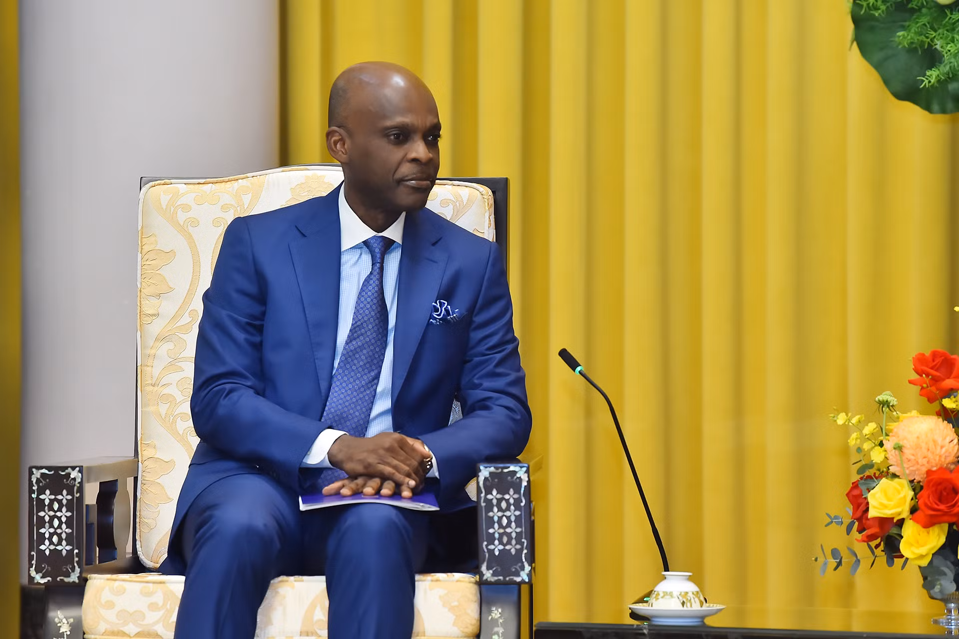 Bộ trưởng Ngoại giao Togo Robert Dussey phát biểu tại buổi tiếp.