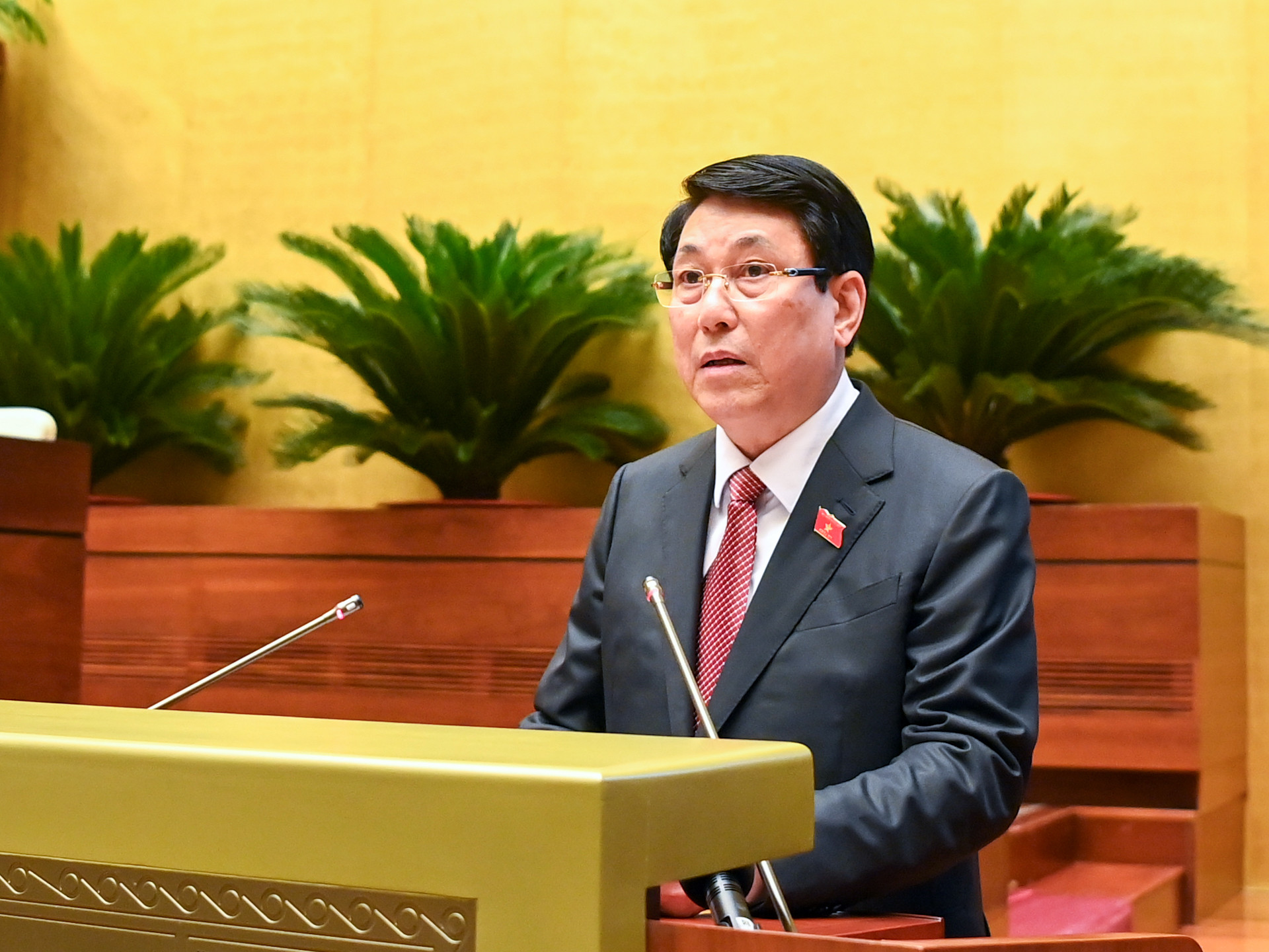 Chủ tịch nước Lương Cường phát biểu sau Lễ tuyên thệ nhậm chức.