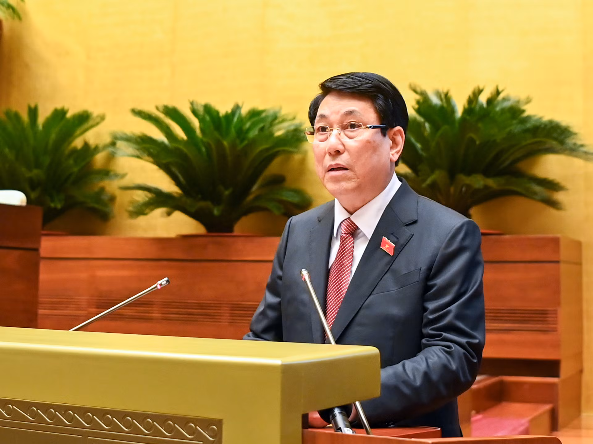 Chủ tịch nước Lương Cường phát biểu sau Lễ tuyên thệ nhậm chức.