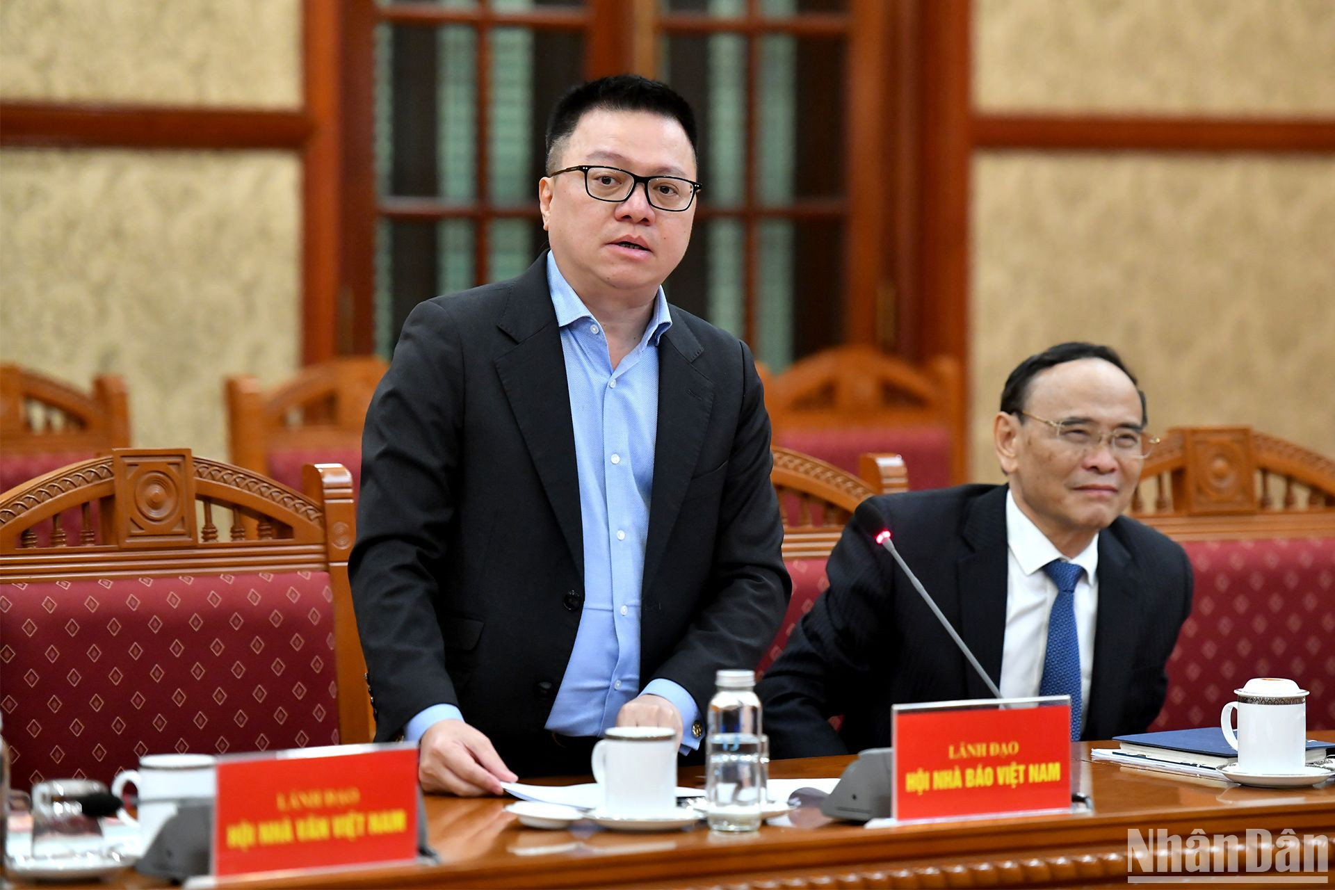Chủ tịch Hội Nhà báo Việt Nam Lê Quốc Minh phát biểu tại hội nghị. Chủ tịch Hội Nhà báo Việt Nam Lê Quốc Minh phát biểu tại hội nghị.