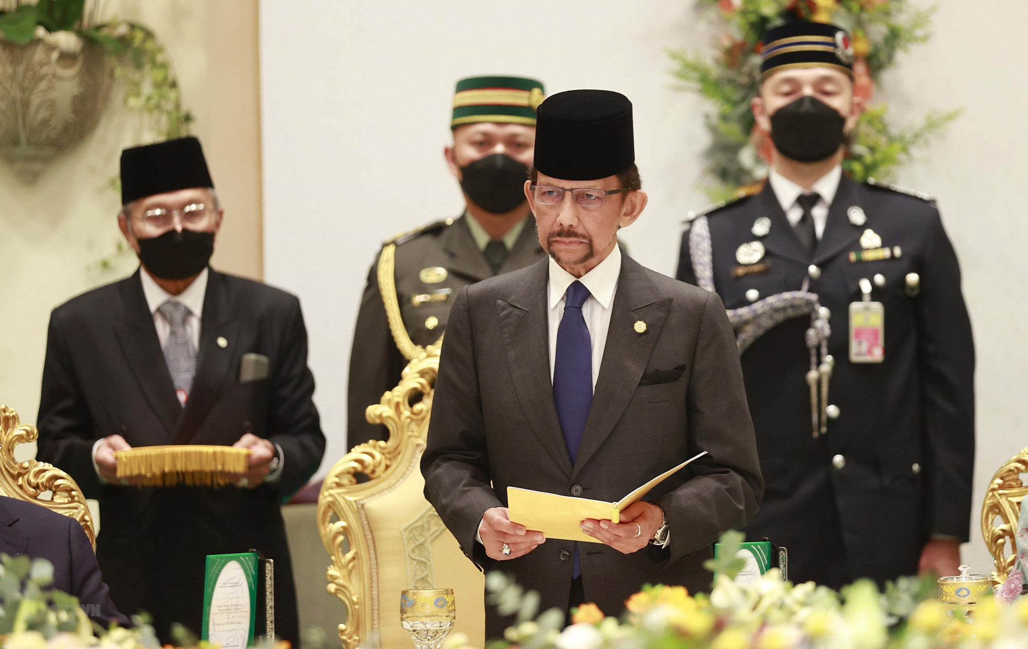 Quốc vương Brunei Hassanal Bolkiah phát biểu tại tiệc chiêu đãi.
