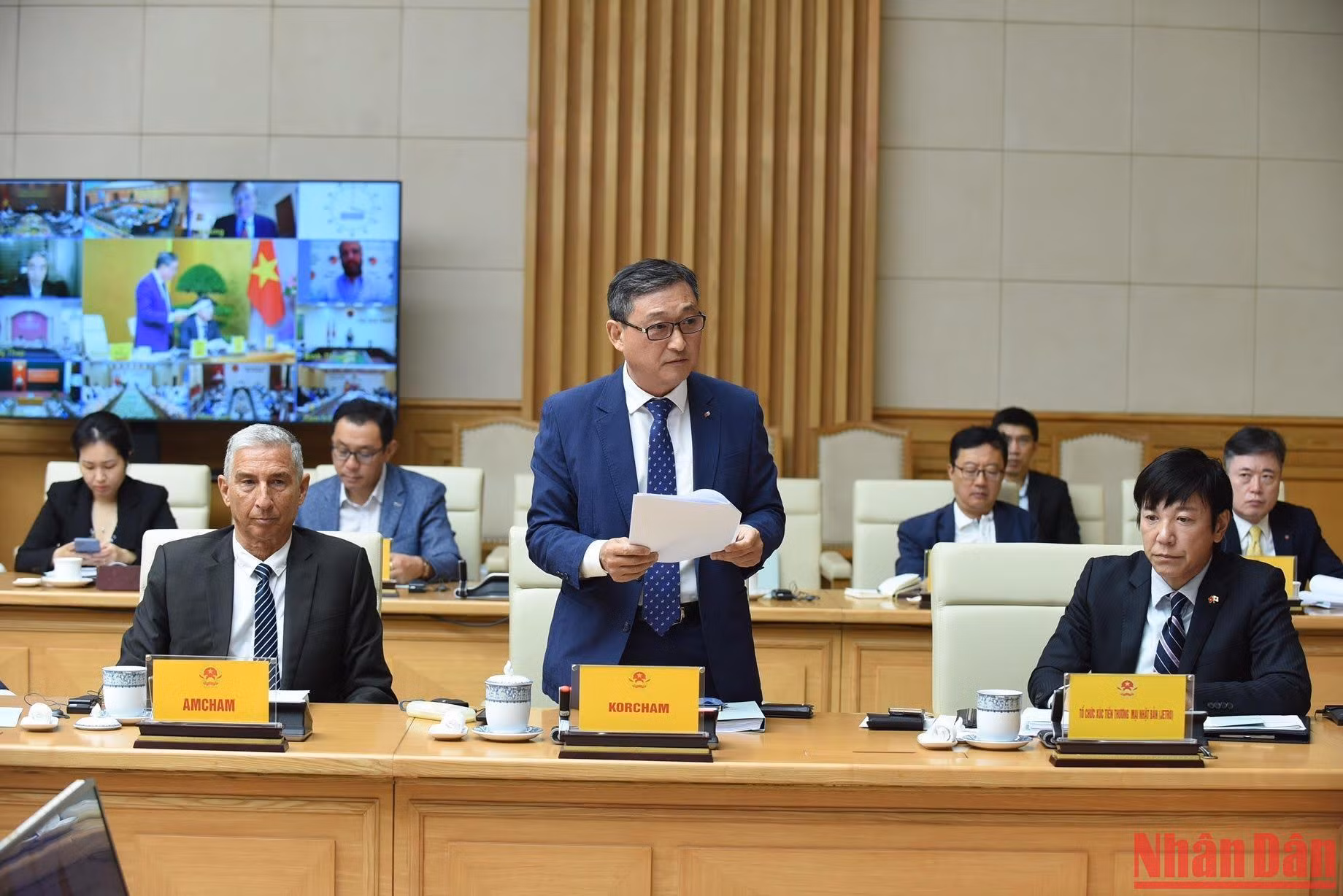 Đại diện Hiệp hội Doanh nghiệp Hàn Quốc tại Việt Nam (KORCHAM) phát biểu.