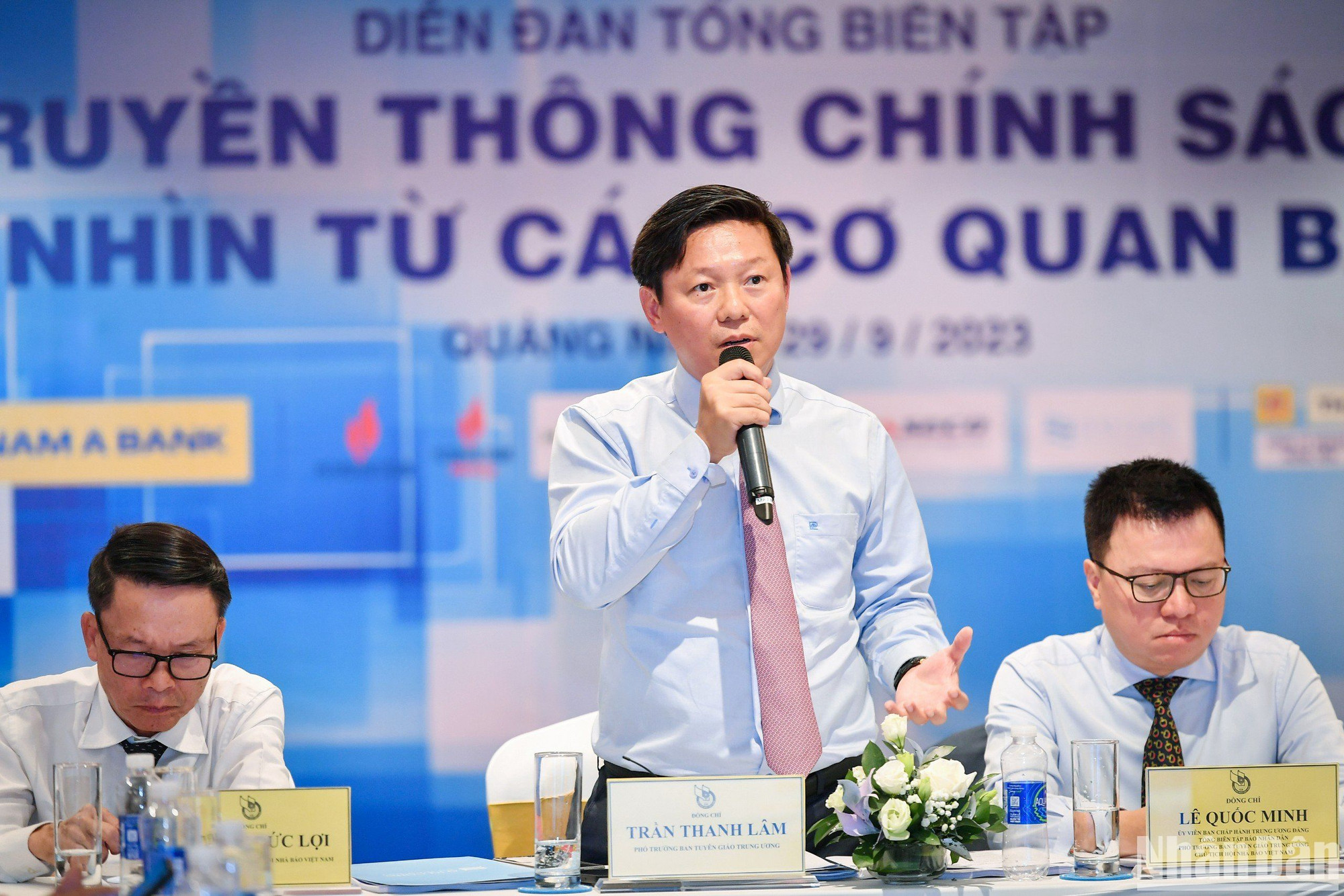 Phó Trưởng Ban Tuyên giáo Trung ương Trần Thanh Lâm phát biểu ý kiến tại Diễn đàn. (Ảnh: THÀNH ĐẠT)