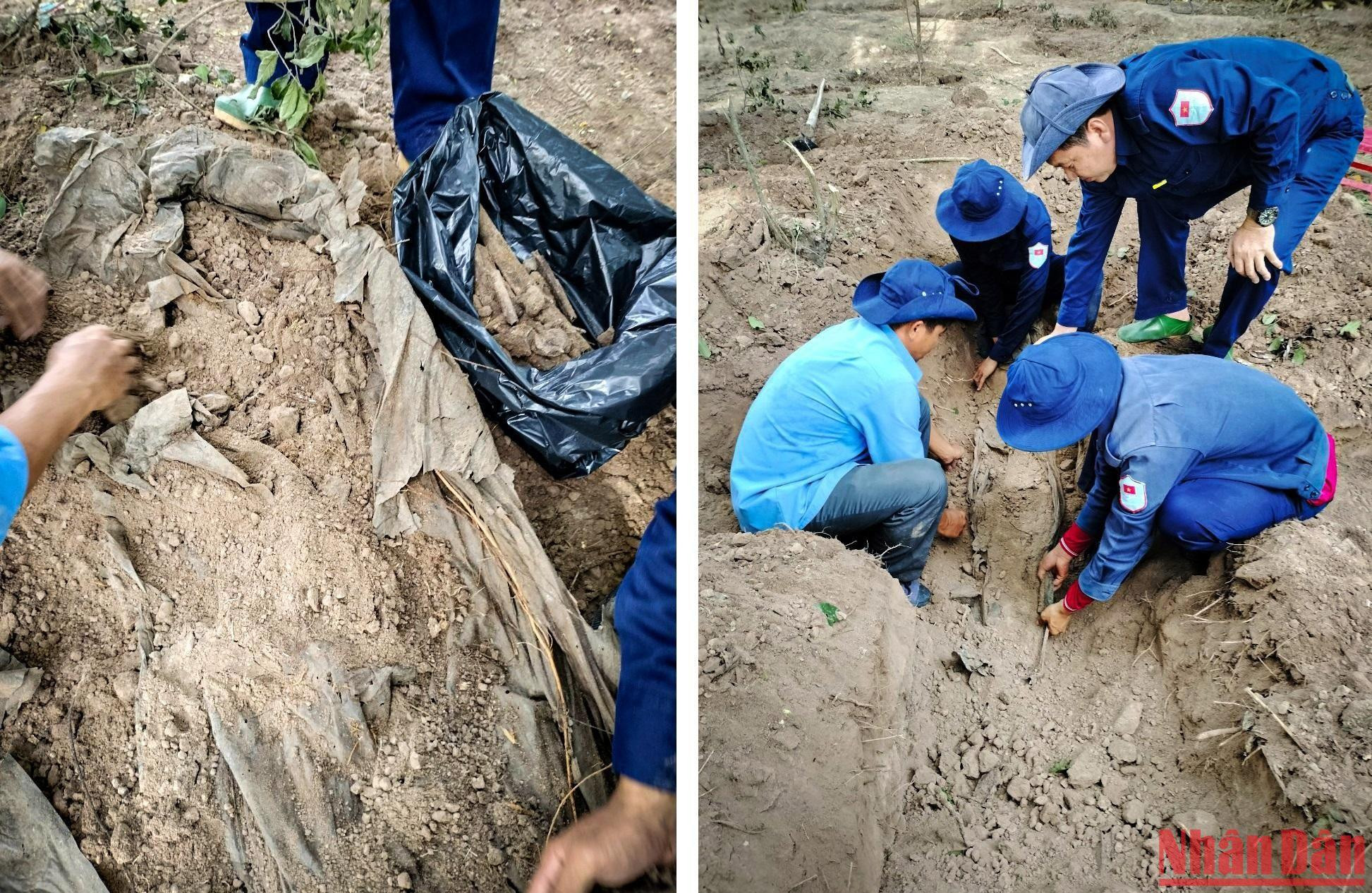 Do đặc thù riêng, toàn bộ việc quy tập hầu hết đều phải sử dụng đôi tay và sức người để tránh làm vụn vỡ hài cốt. Cánh “lính đào” K93, ngón tay ai cũng bè ra, móng tay tái nhợt, chai sần vì quá quen với sỏi đá. (Nguồn: Đội K93)