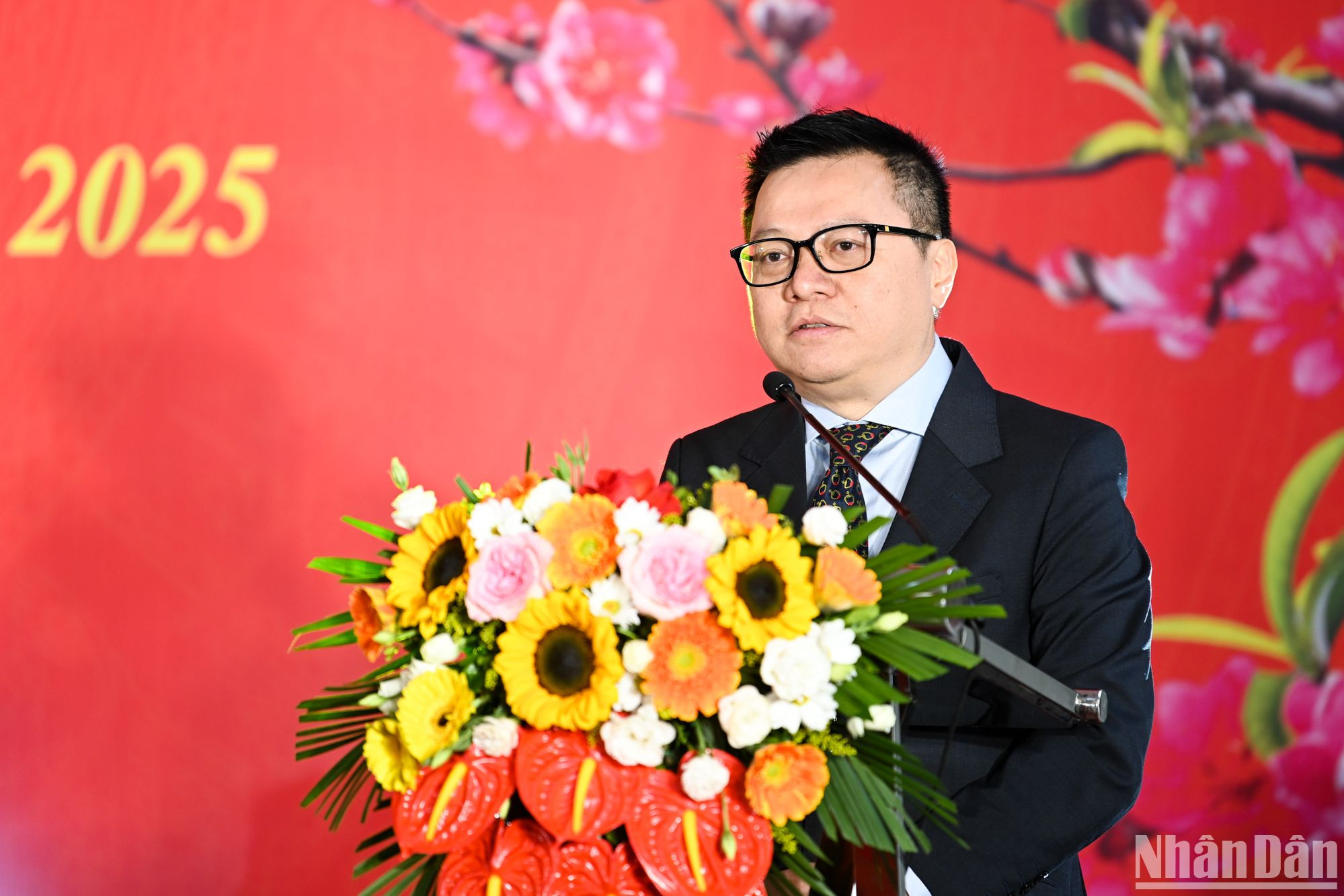 Đồng chí Lê Quốc Minh, Ủy viên Trung ương Đảng, Tổng Biên tập Báo Nhân Dân, Chủ tịch Hội Nhà báo Việt Nam phát biểu. (Ảnh: THẾ ĐẠI)